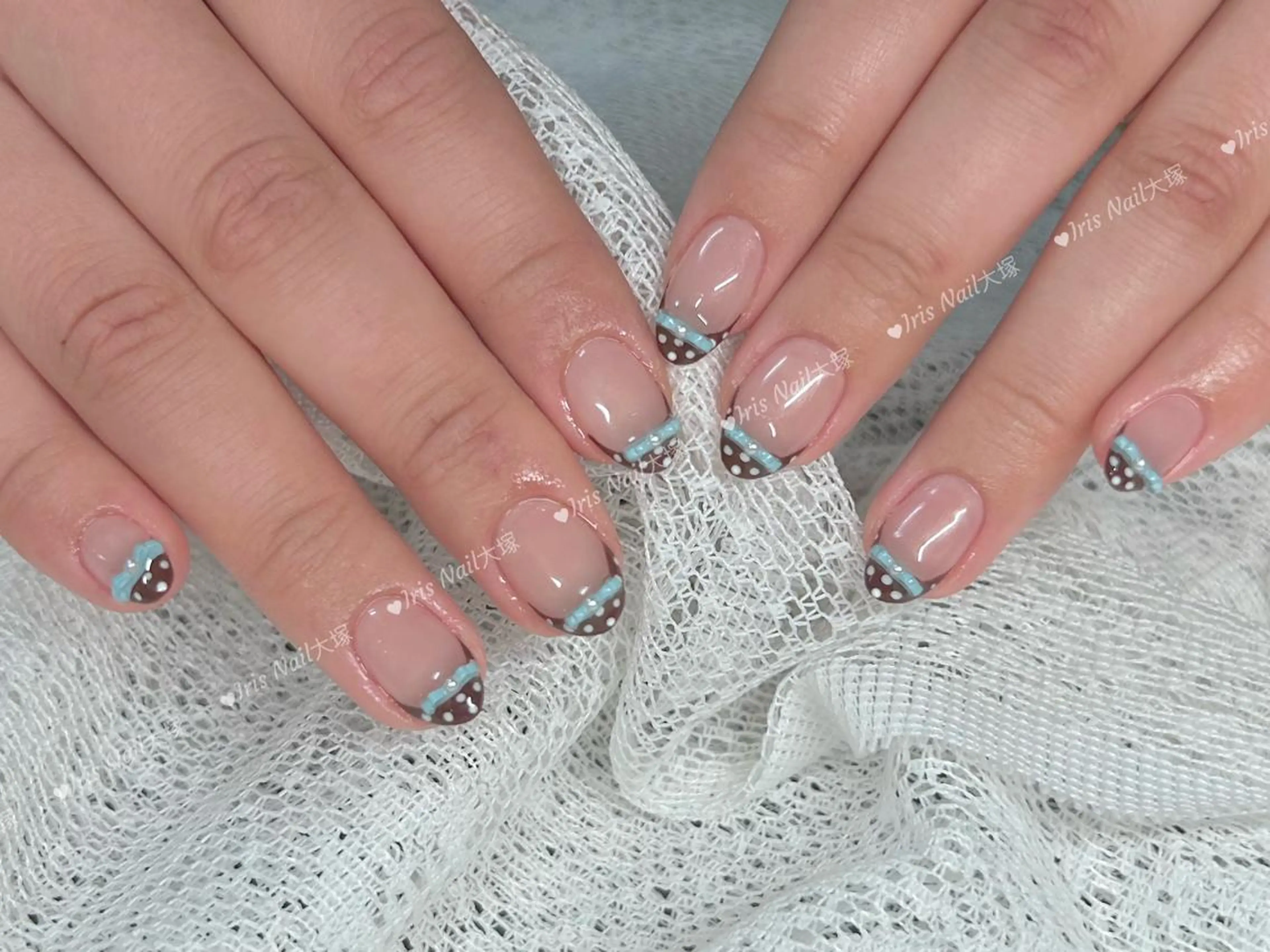 ネイル フレンチネイル リボン ハンドネイル ハンドケア 🍒IRIS Nail🌸のネイルデザイン