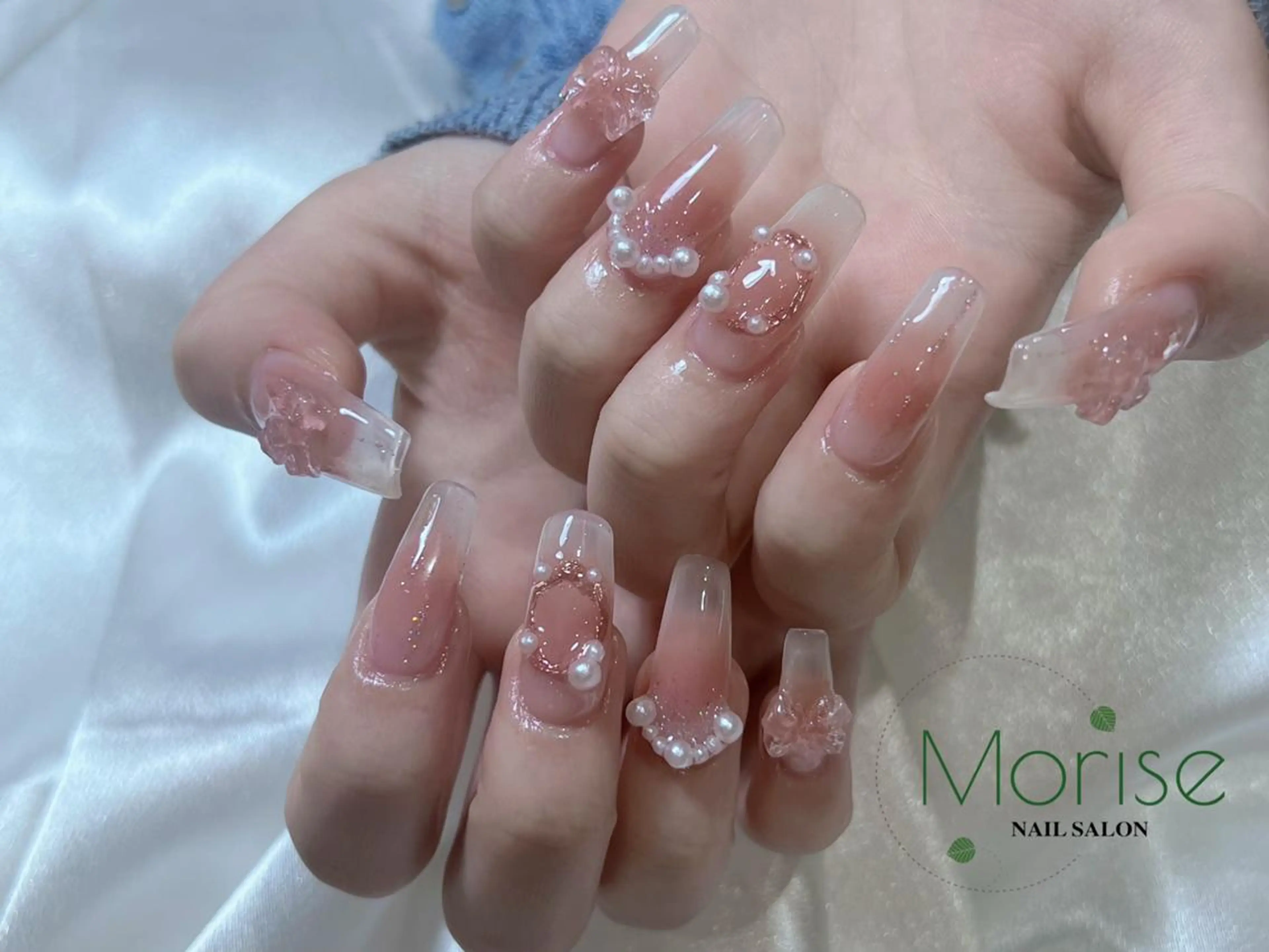 ネイル フットネイル フレンチネイル ジェルネイル ガラスフレンチ 韓国ネイル MoriseNail 原宿店のネイルデザイン