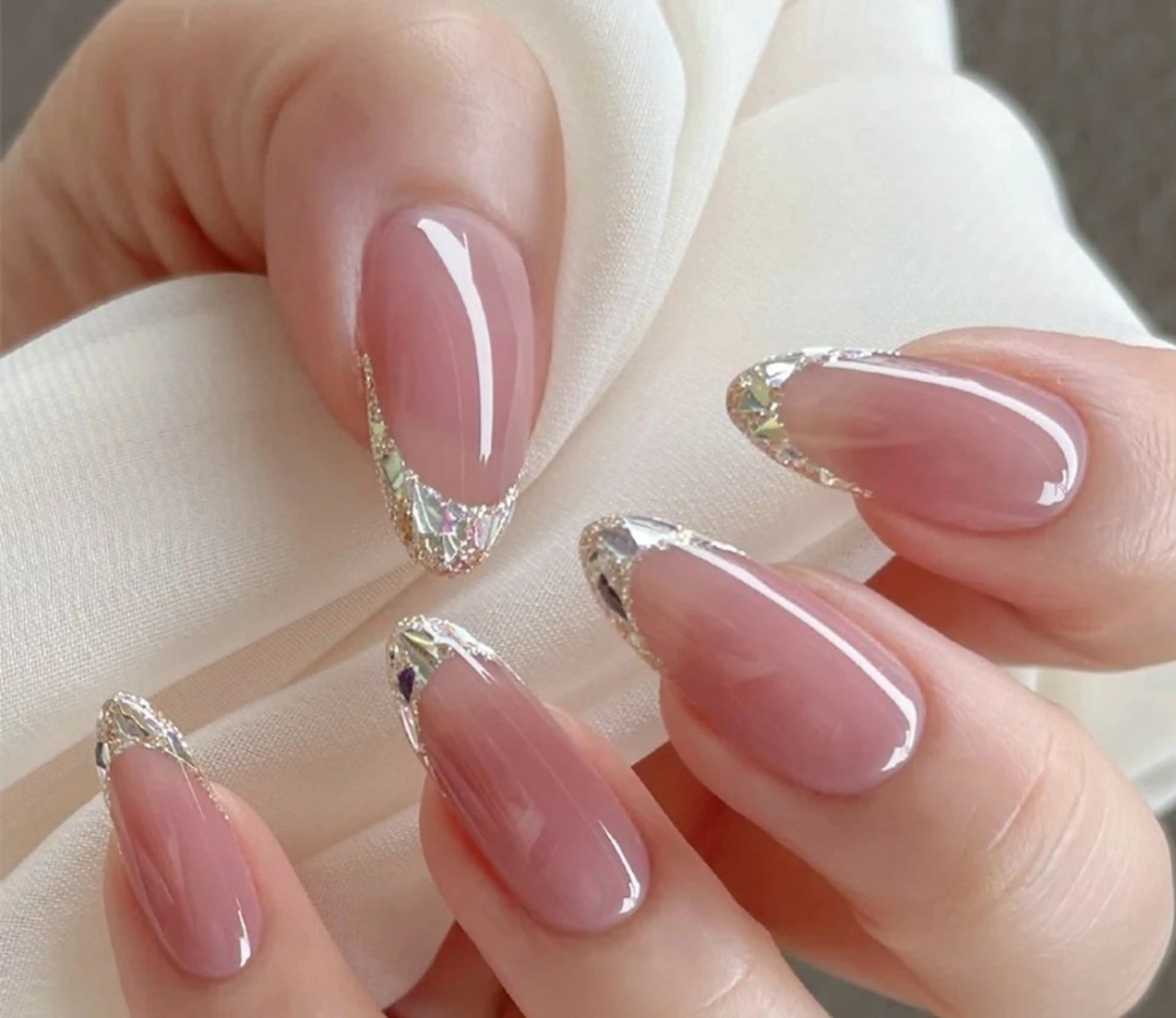 【ソフトオフ込み、ケア付き】ガラスフレンチ💅カラー変更可の写真