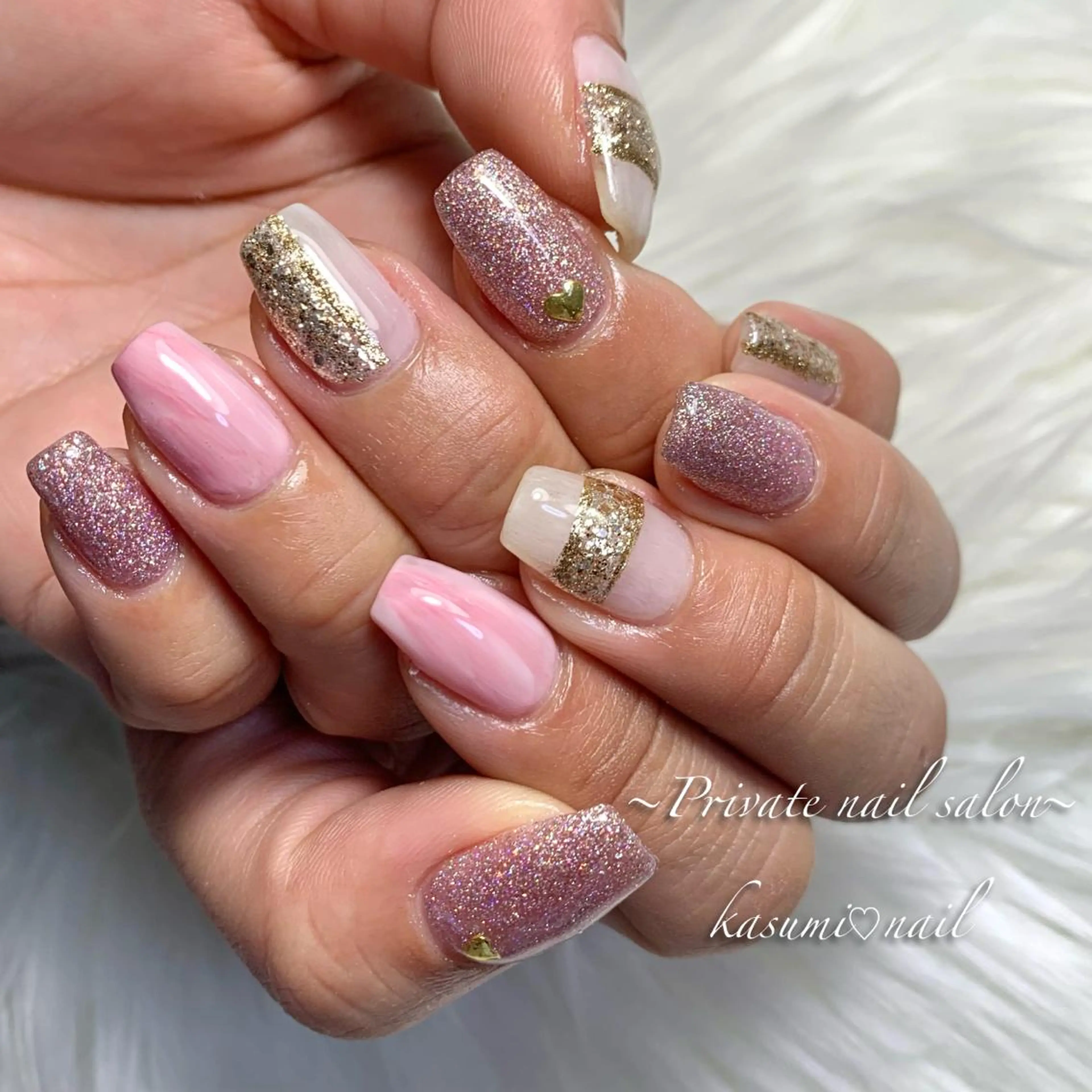 ネイル アートネイル ラメ(グリッター) マグネットネイル ミラーネイル 持ち込み KASUMI♡ Nailのネイルデザイン