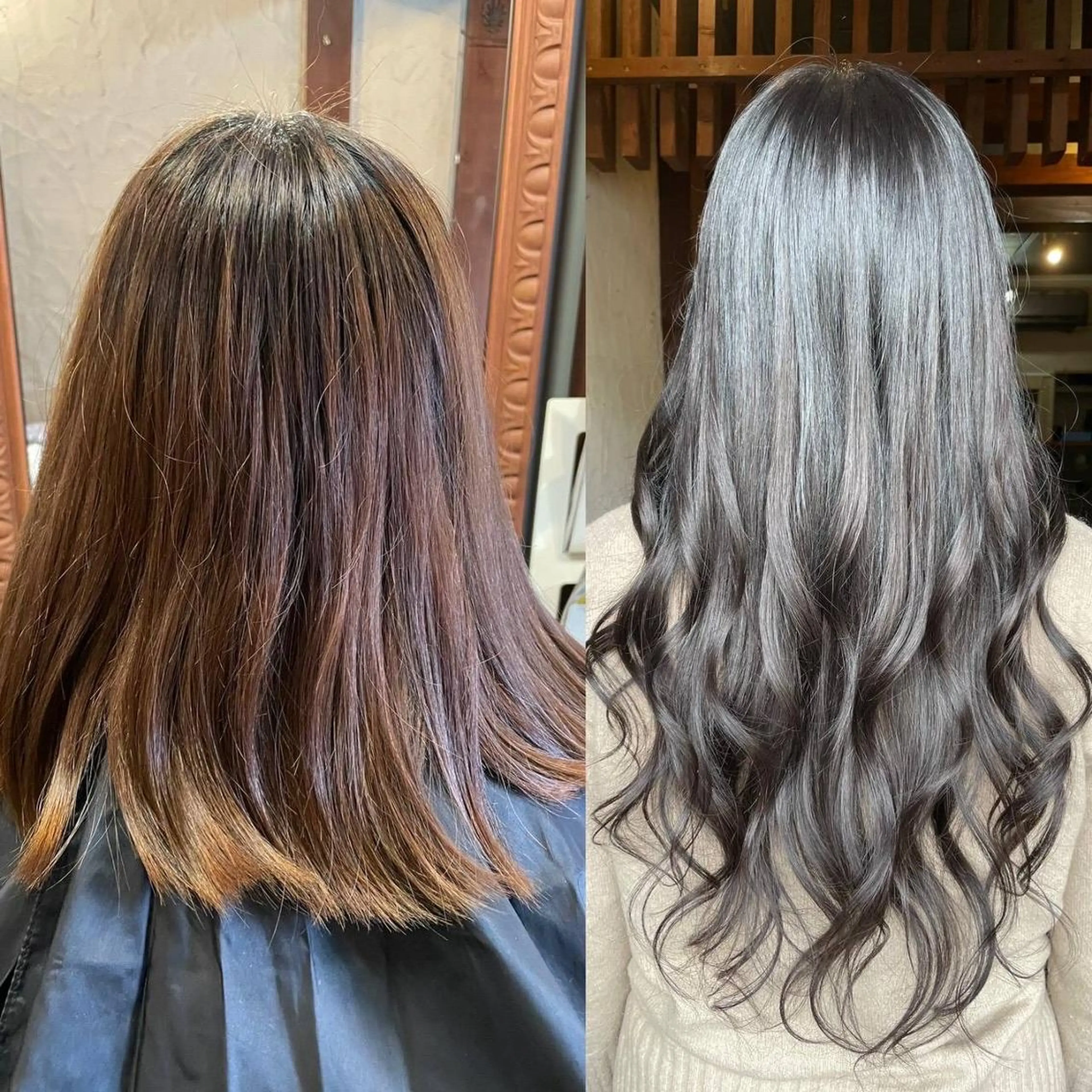 ロング ヘアカラー エクステ シールエクステ/ ハイトーンカラーのヘアスタイル