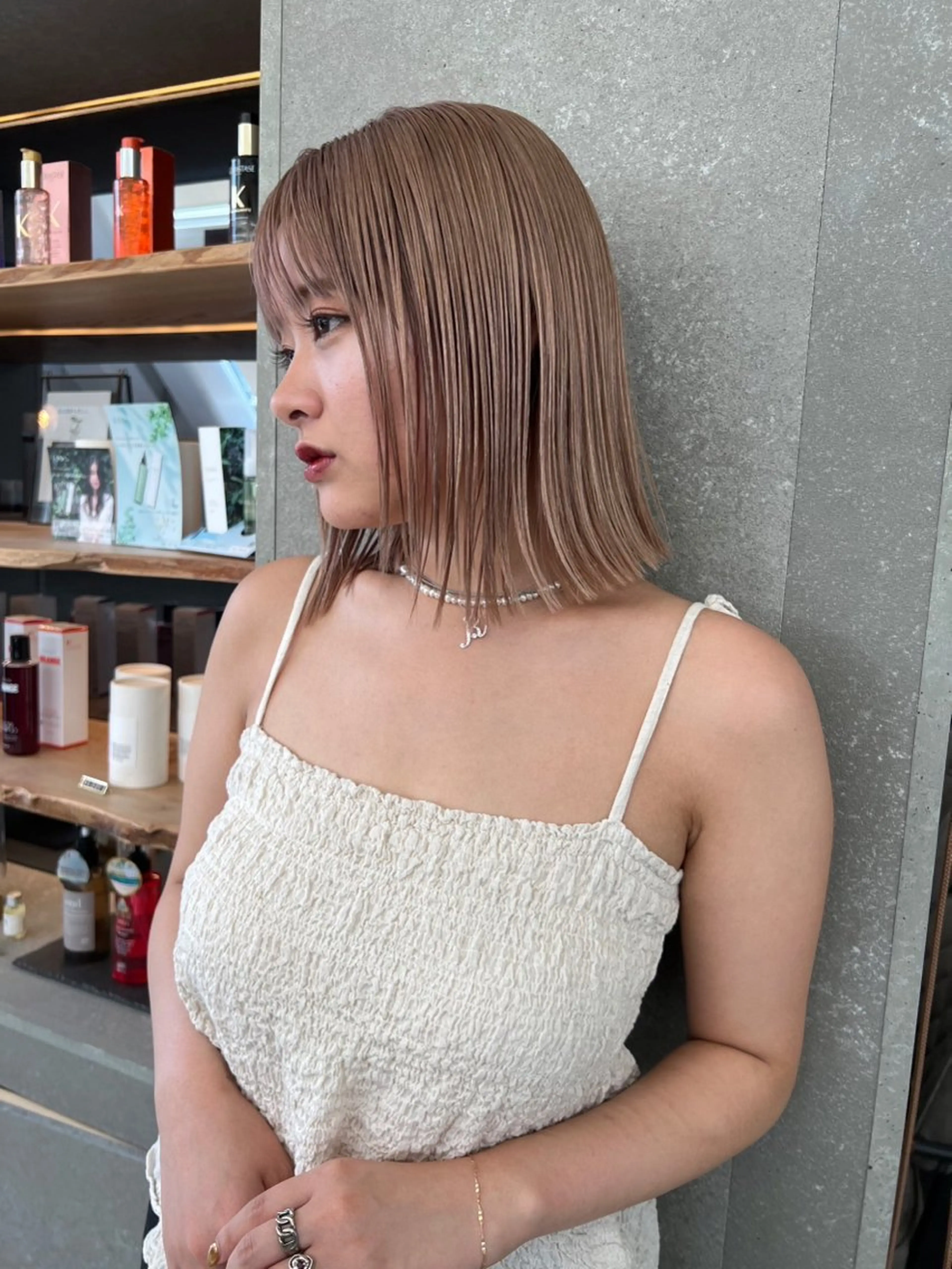 ミディアム Misaki /ボブ/縮毛矯正のヘアスタイル