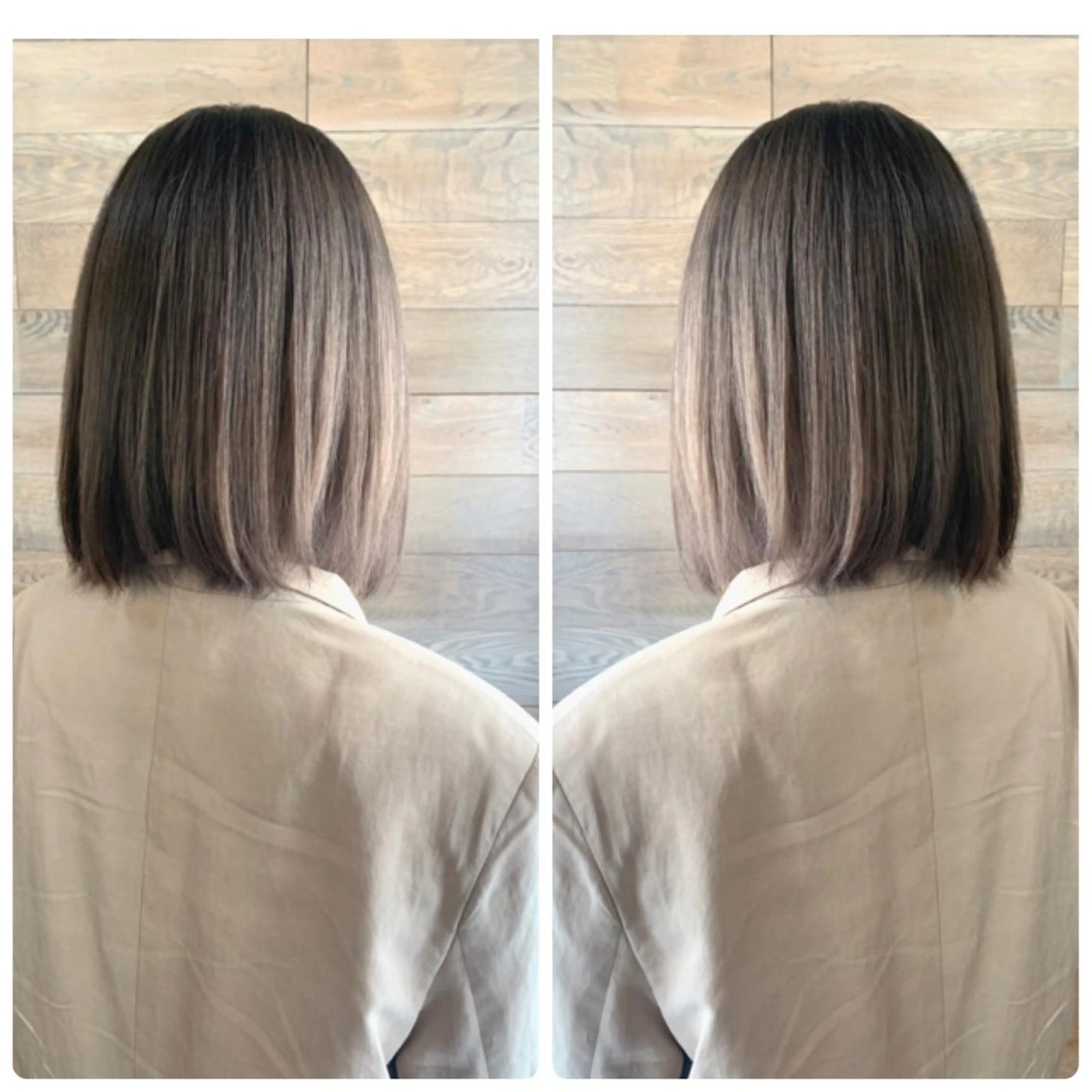 ミディアム カラー ハイライトカラー ハイトーンカラー 外国人風カラー ハイライト 髪質改善 ヘアカラー トリートメント 京都大人女性ショート 徒歩1分/秋山のヘアスタイル