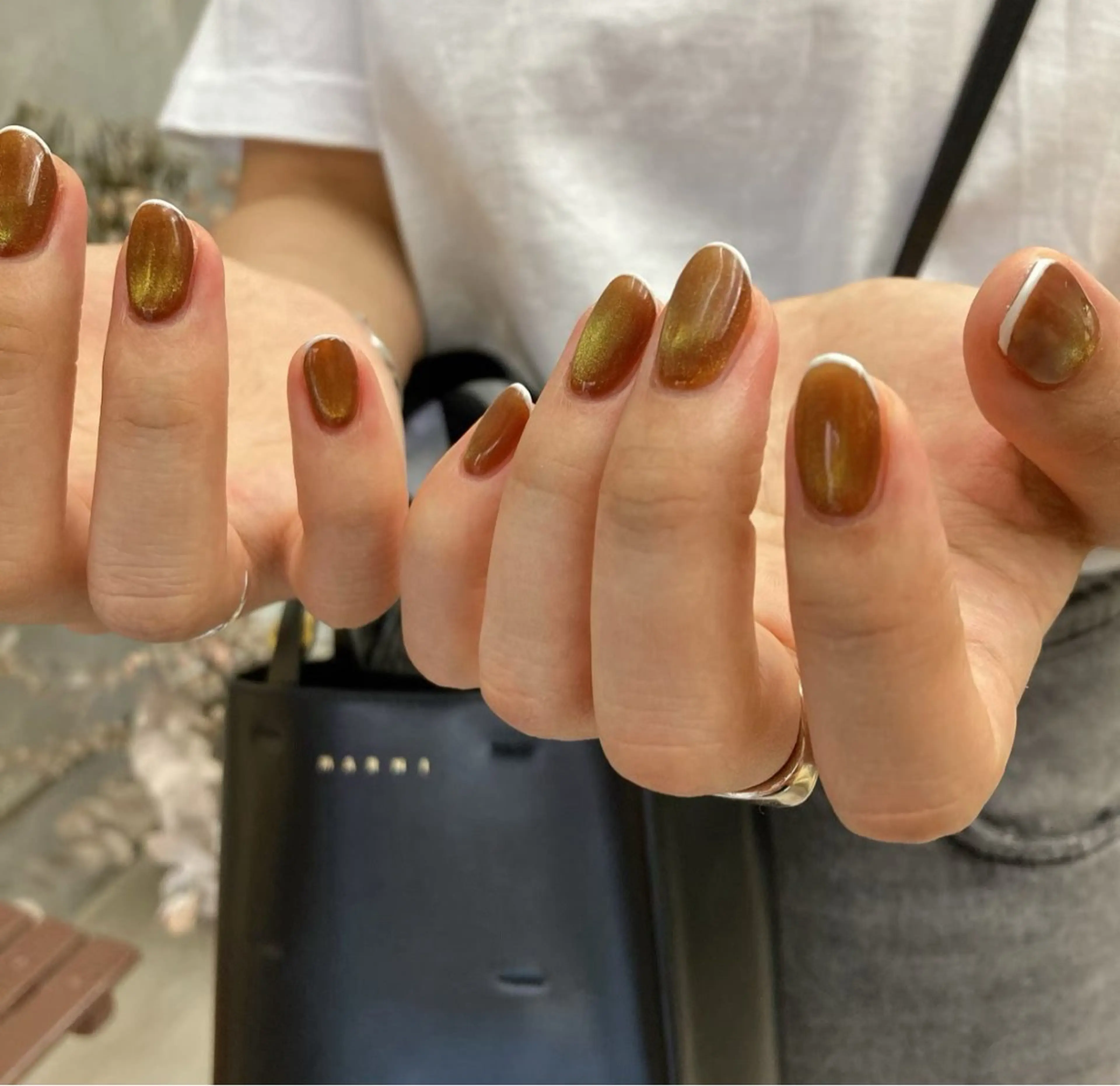 ネイル フレンチネイル マグネットネイル tamu nail 　金町のネイルデザイン