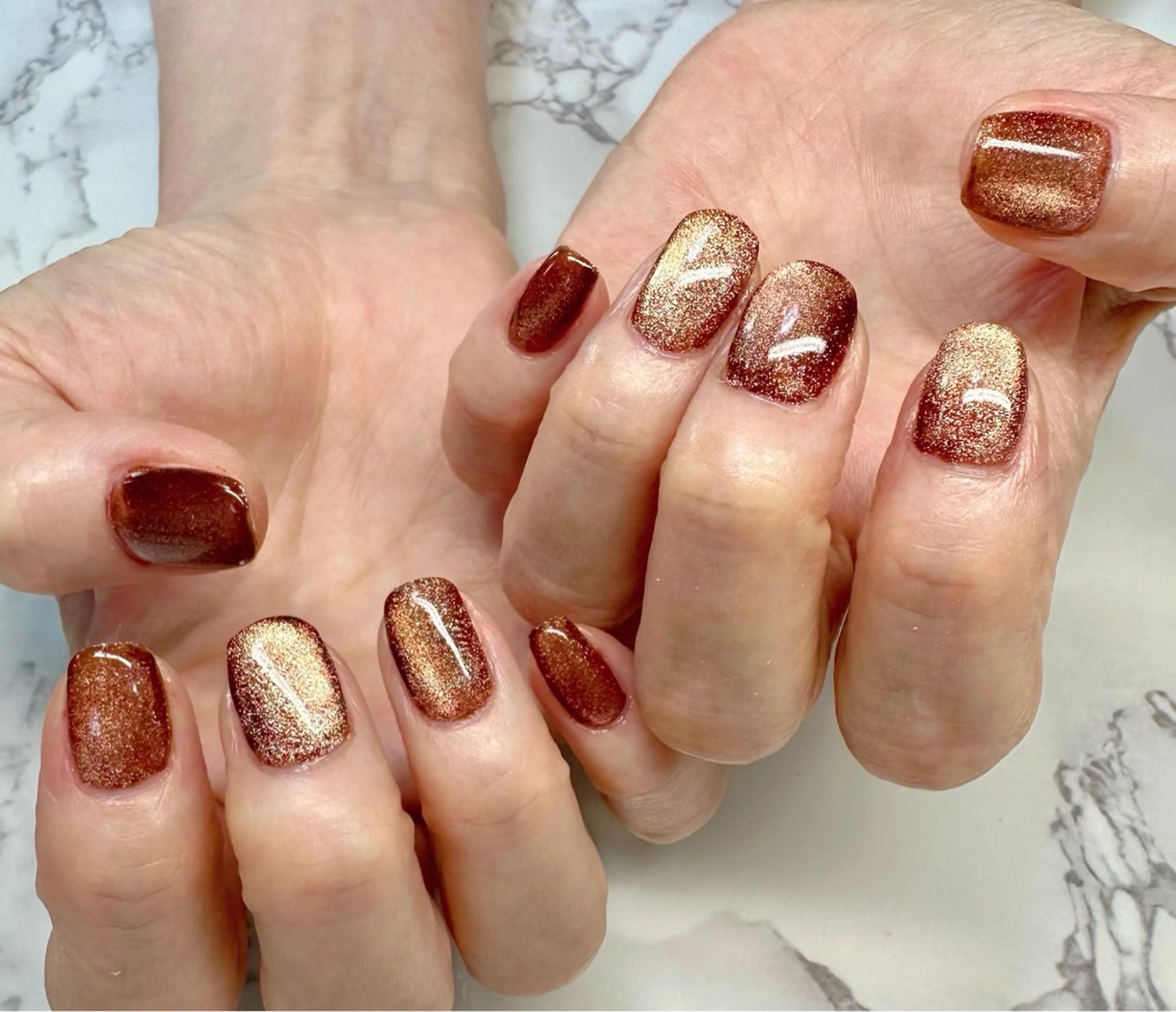 ネイル アニマル柄 チークネイル フレンチネイル ハロウィン キラキラネイル M.N_ nailのネイルデザイン