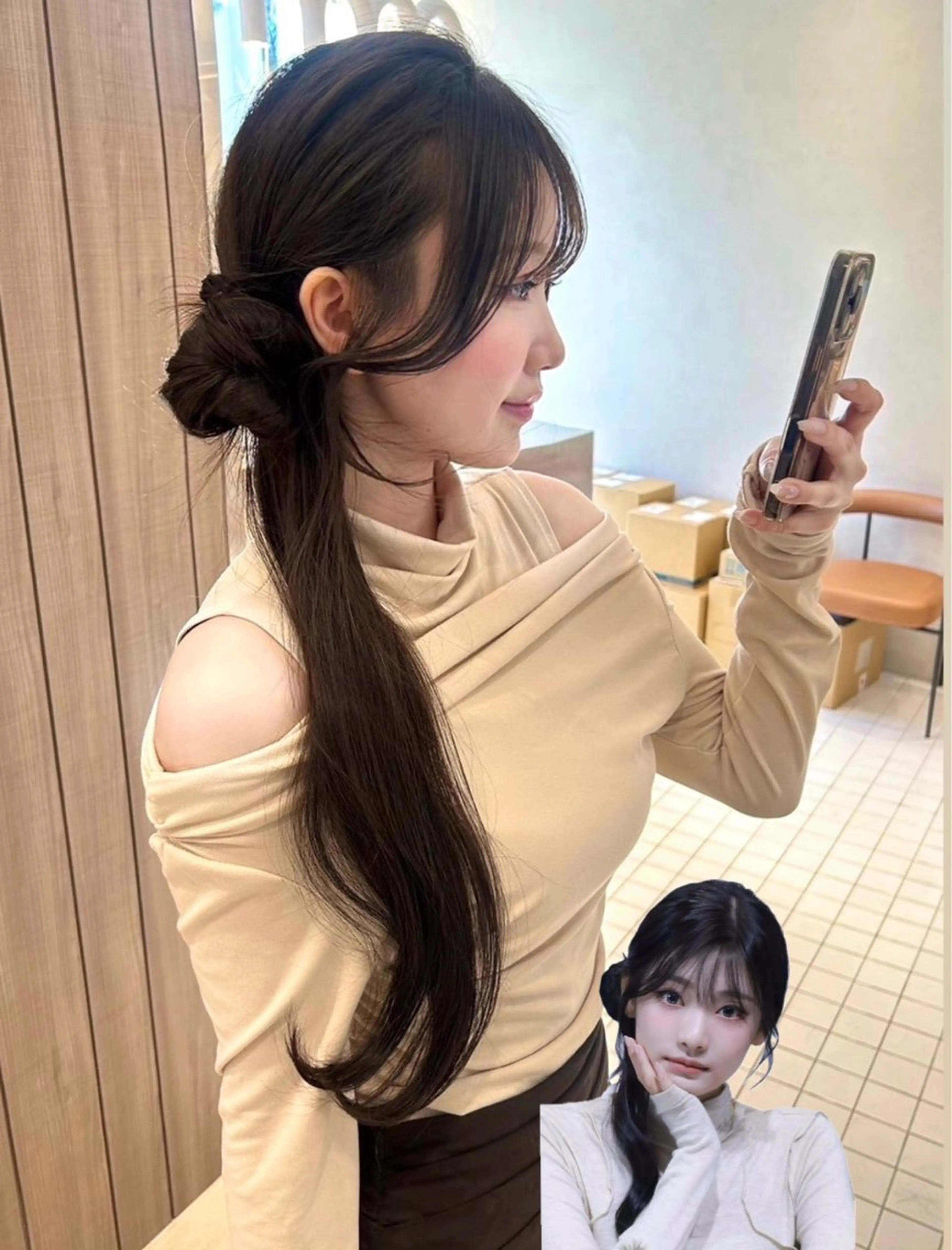 ロング カラー ヘアアレンジ メンズ ‎透明感×艶髪 ‎🫒maki🎀のヘアスタイル