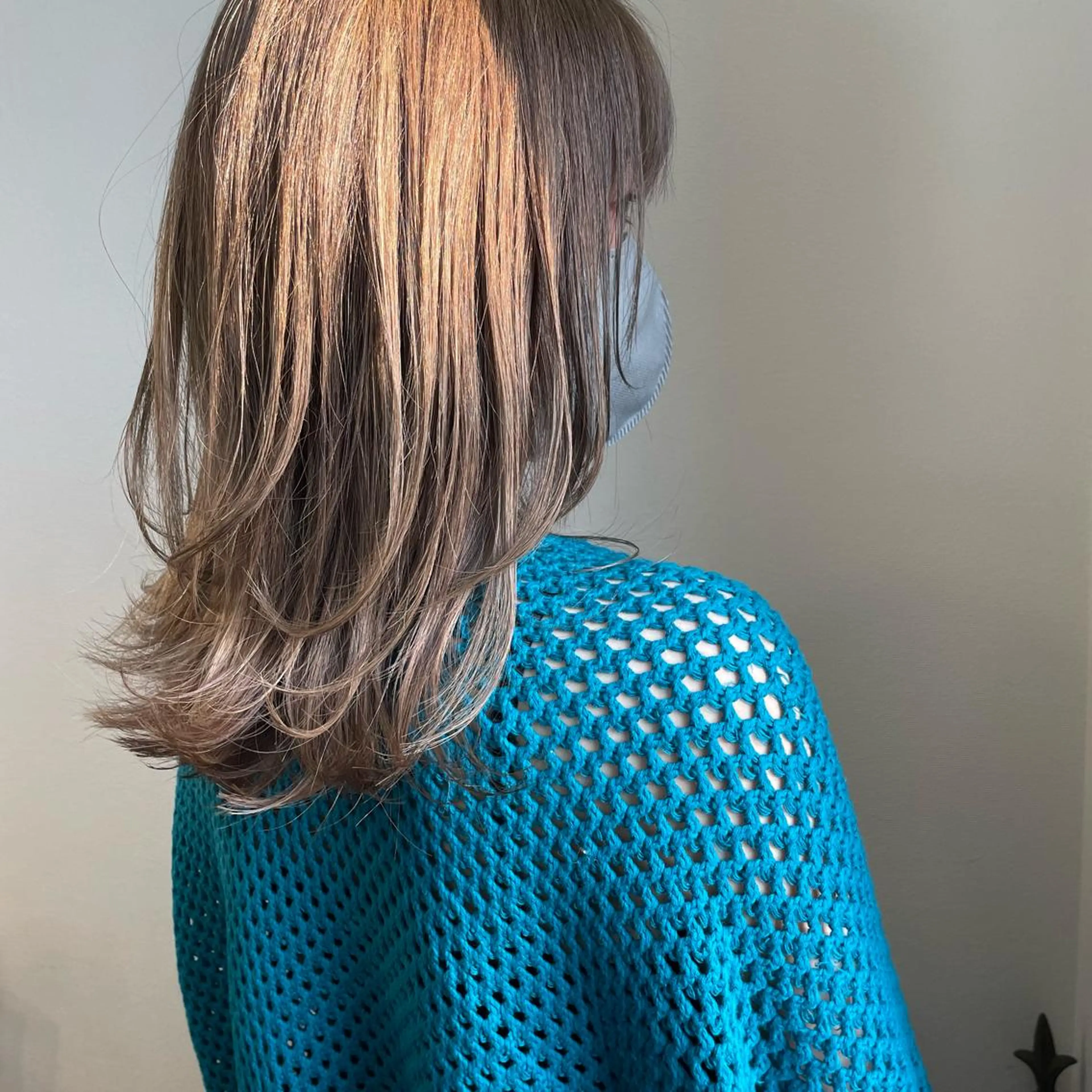 ミディアム カラー ベージュカラー フォギーベージュ ヘアカラー ボブウルフ／ボブ Satsuki【名駅のヘアスタイル