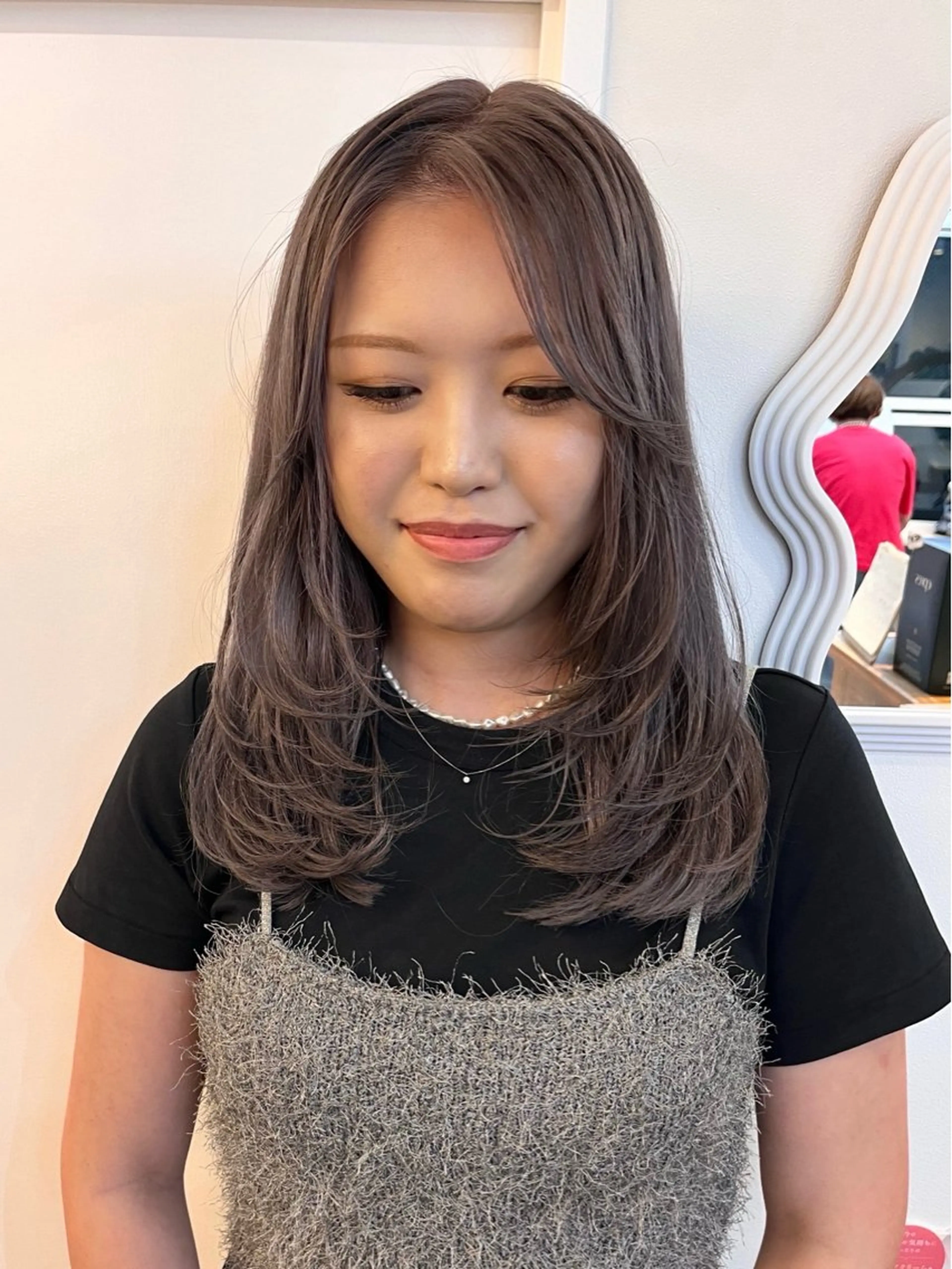 セミロング カラー レイヤーカット/韓国 ヘア/ honokaのヘアスタイル