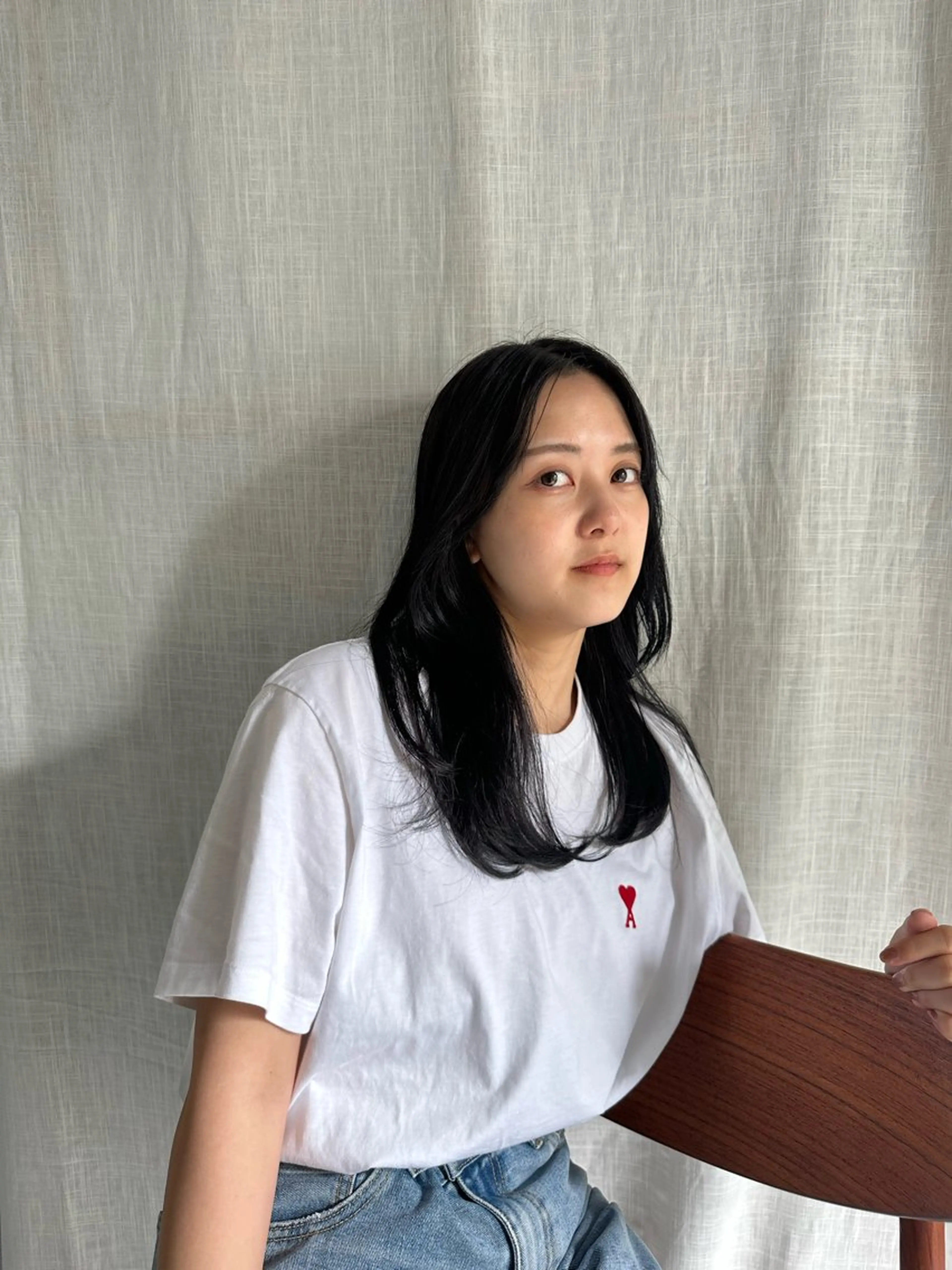 セミロング カラー 顔周りカット Shiro RENのヘアスタイル