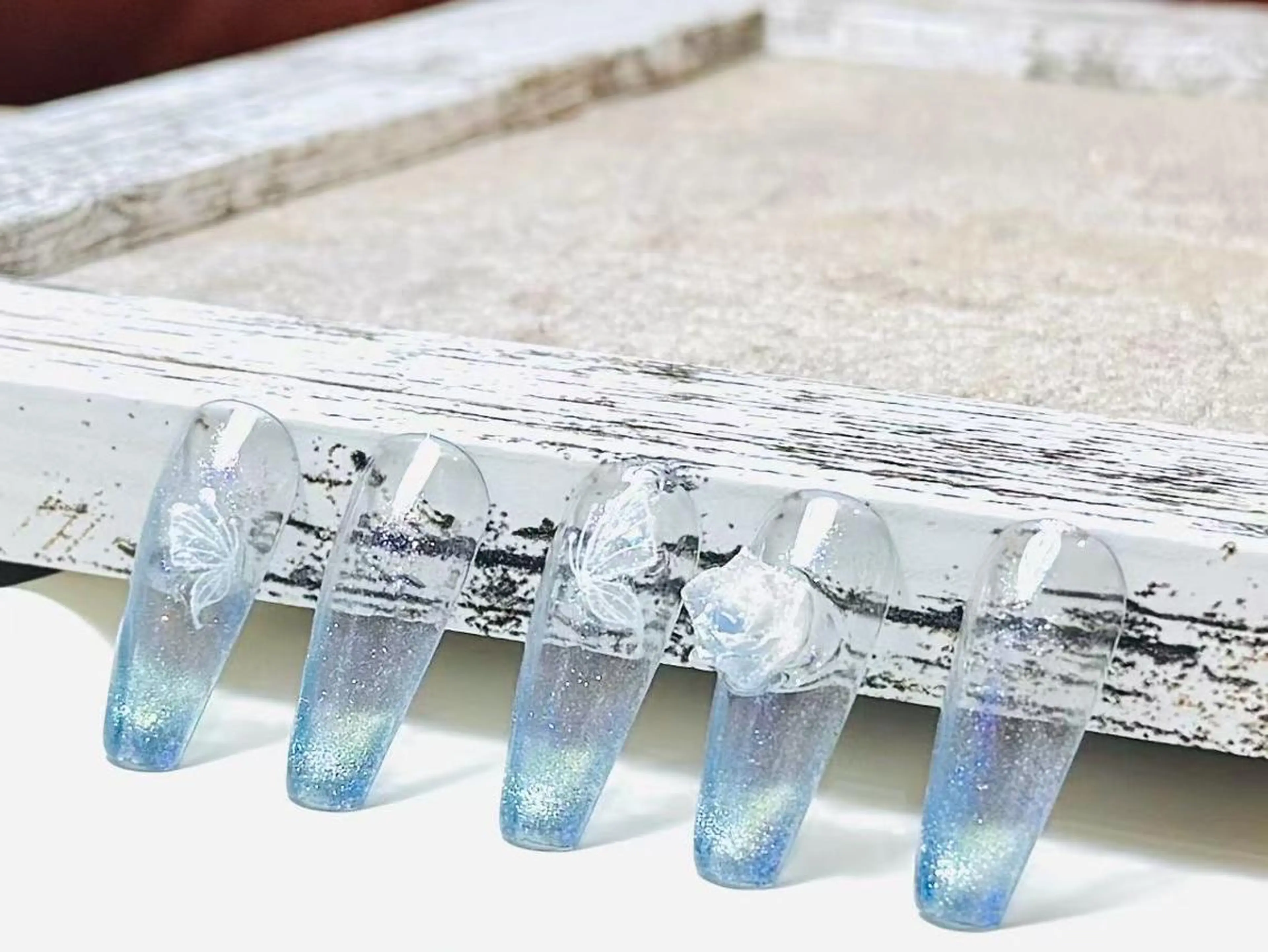 ネイル フットネイル フレンチネイル ジェルネイル ガラスフレンチ 韓国ネイル MoriseNail 原宿店のネイルデザイン