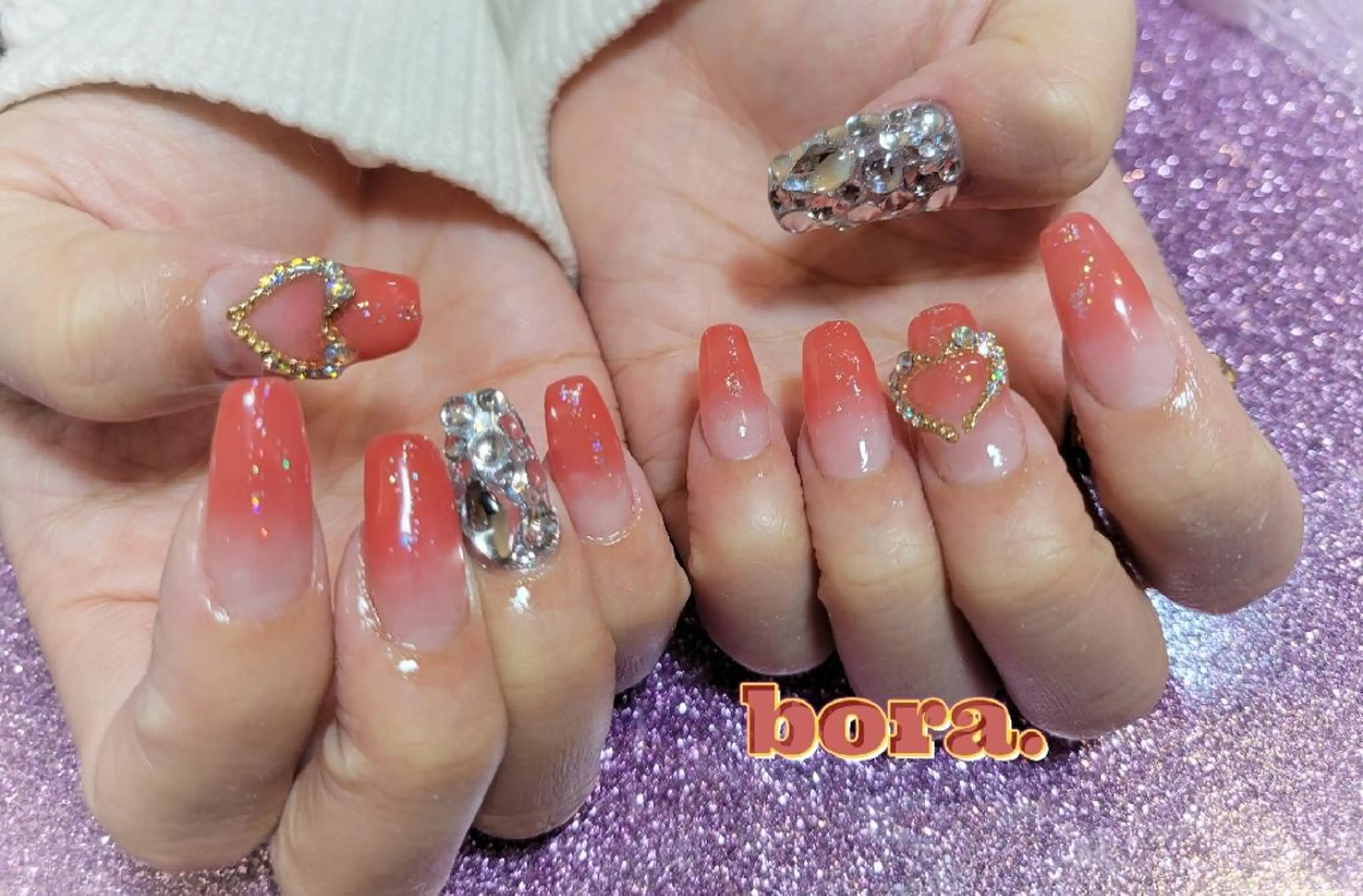 ネイル ハート 💜bora .のネイルデザイン