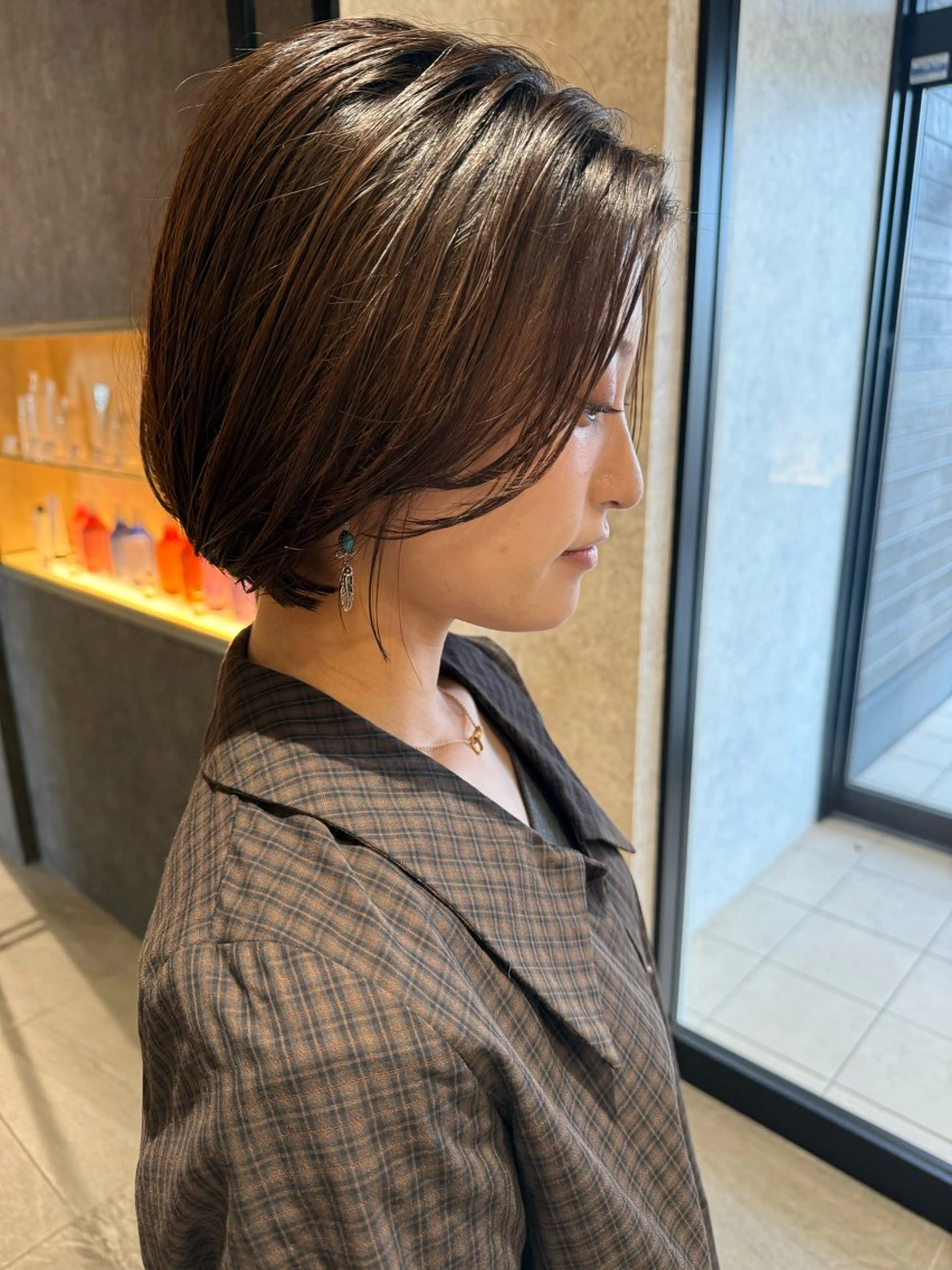 ショート カラー ボブレイヤー ボブ レイヤーカット カット ヘアカラー トリートメント earth尾形美穂 🫧髪質改善縮毛🫧のヘアスタイル