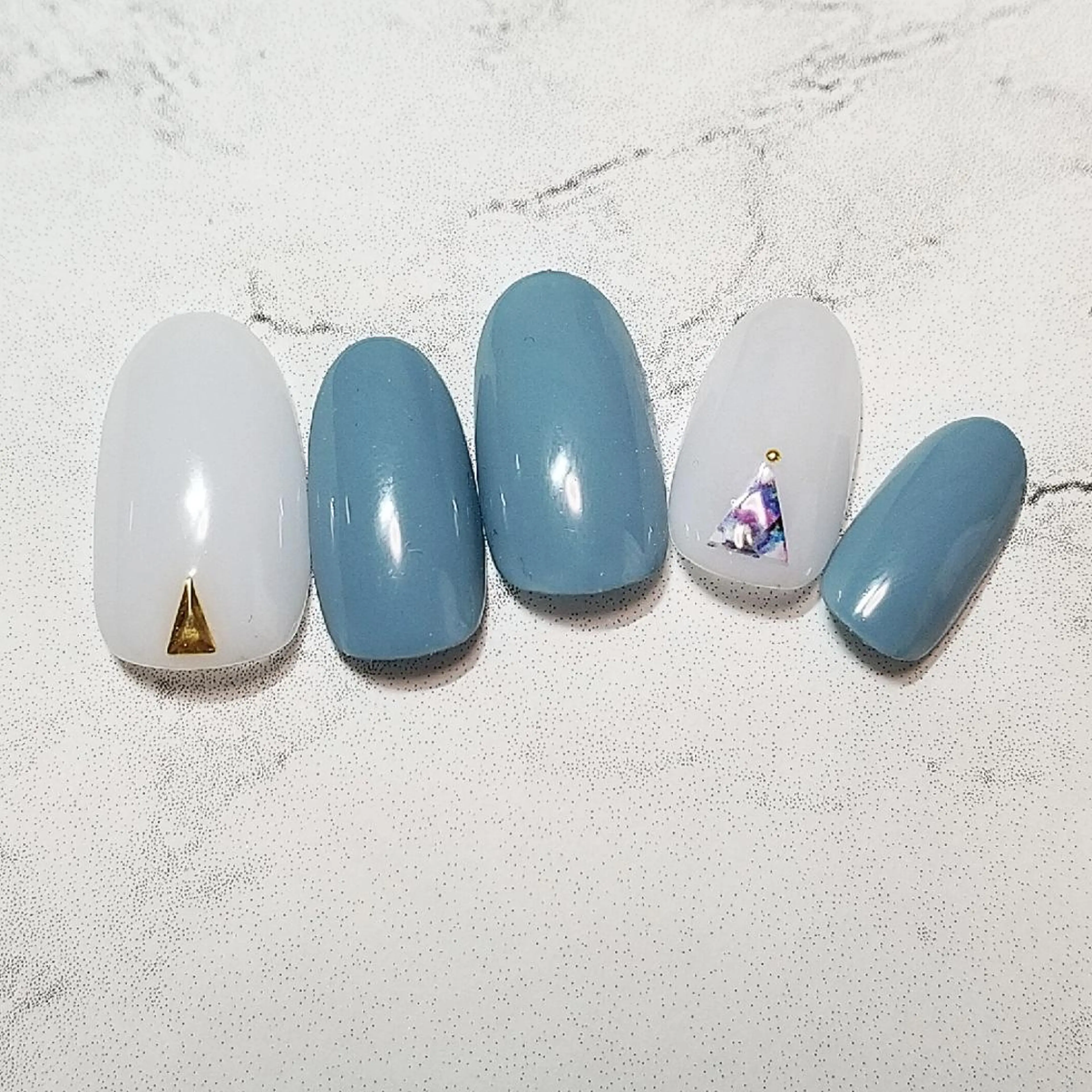 ネイル ブルー ハンドネイル 博多ネイル ｍｉｍｉのネイルデザイン