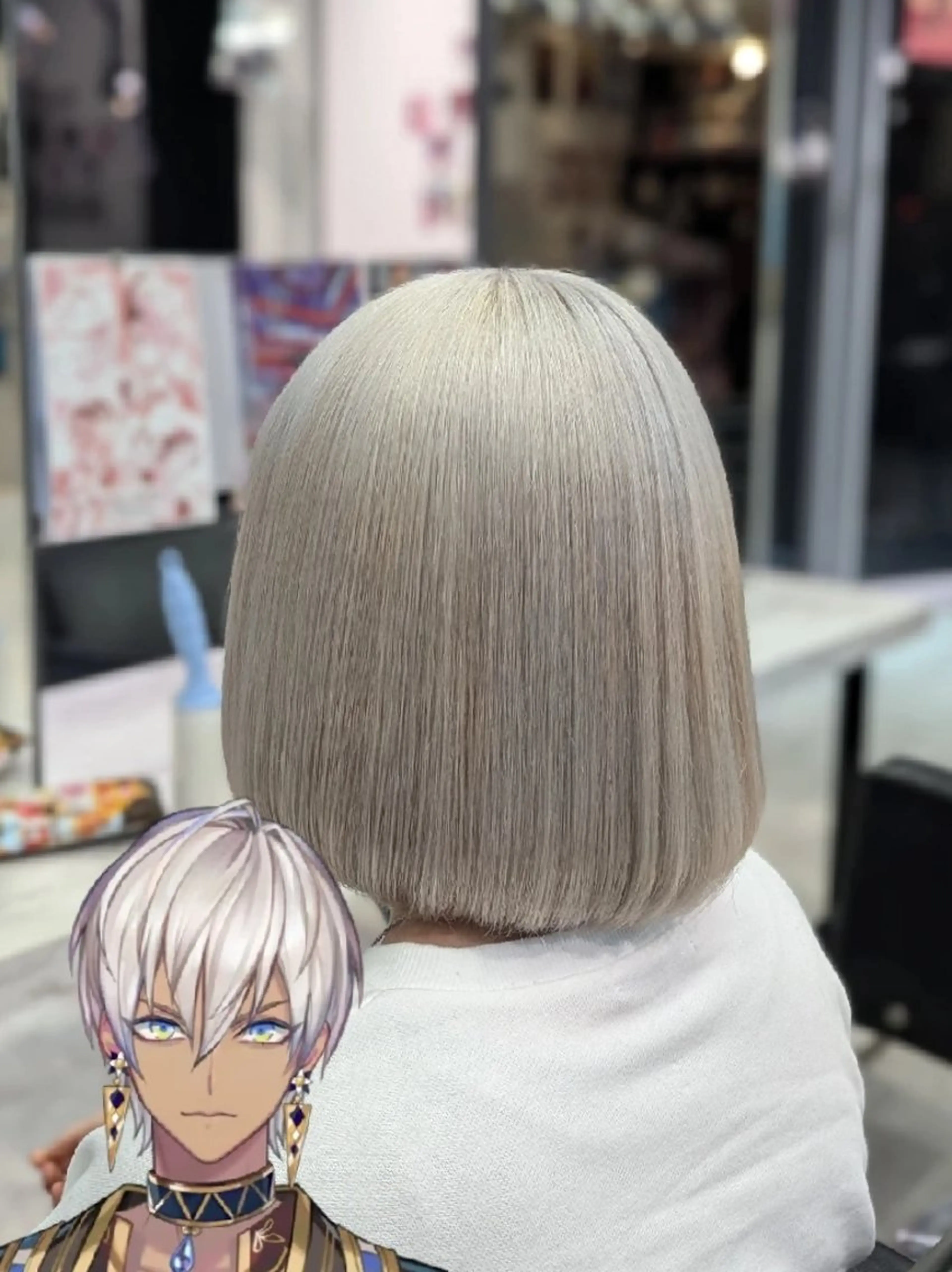 カラー ミディアム シルバー ホワイトシルバー 推しカラー🦉にじさ んじカラー🌈🕒✨のヘアスタイル