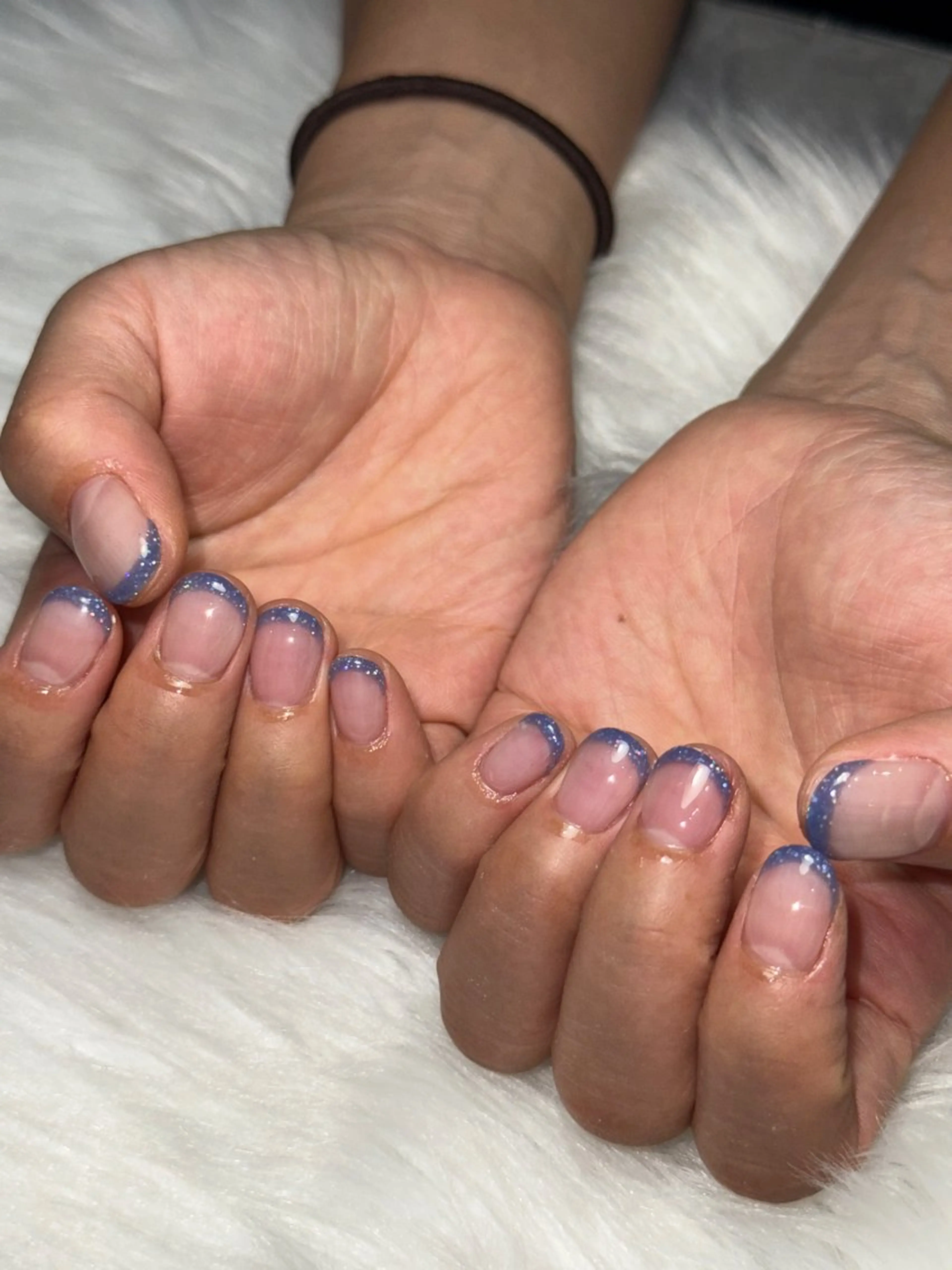 ネイル フレンチネイル ラメ(グリッター) Momoka 🍑🎀のネイルデザイン