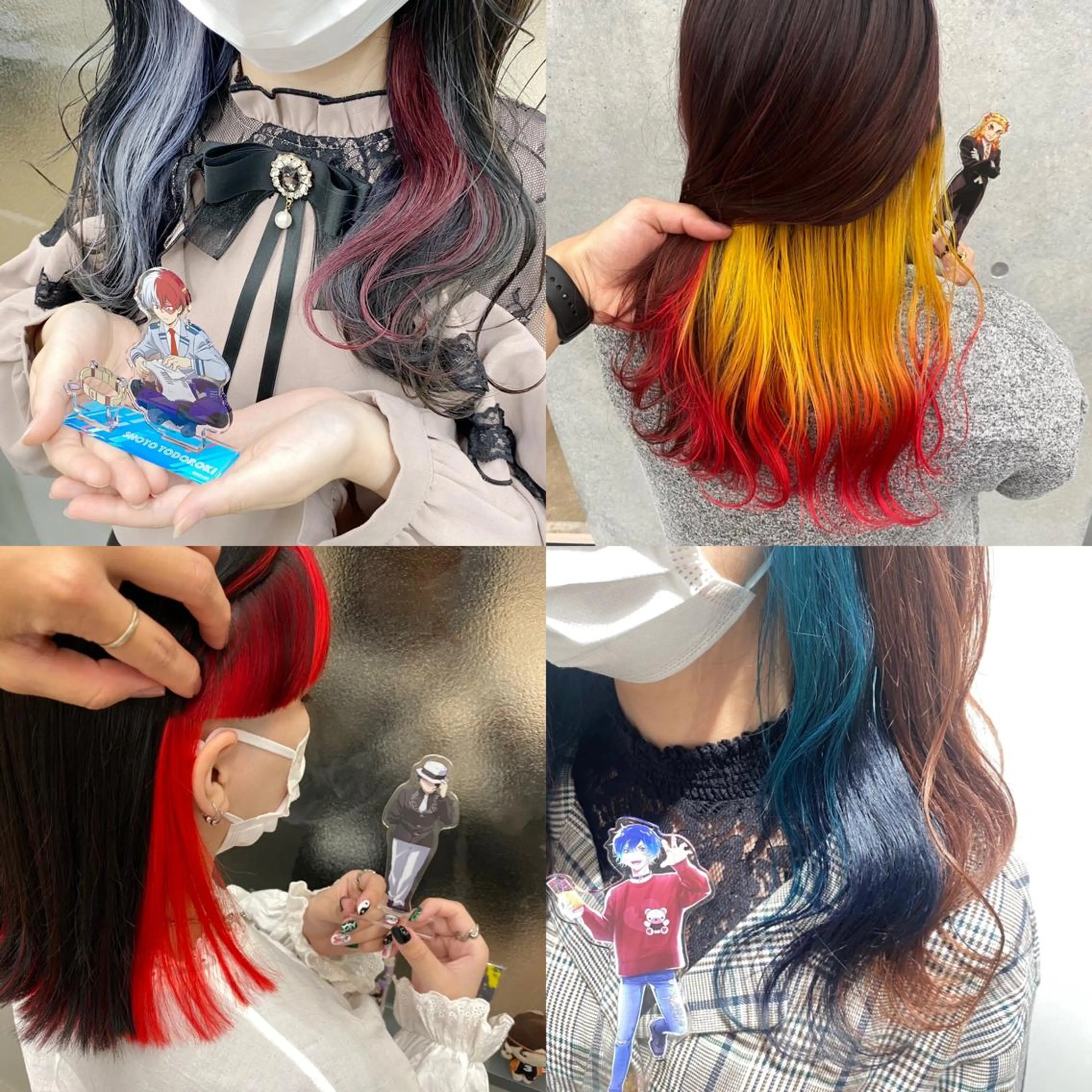 ミディアム カラー イヤリングカラー インナーカラー ウルフカット 渋谷の人のヘアスタイル