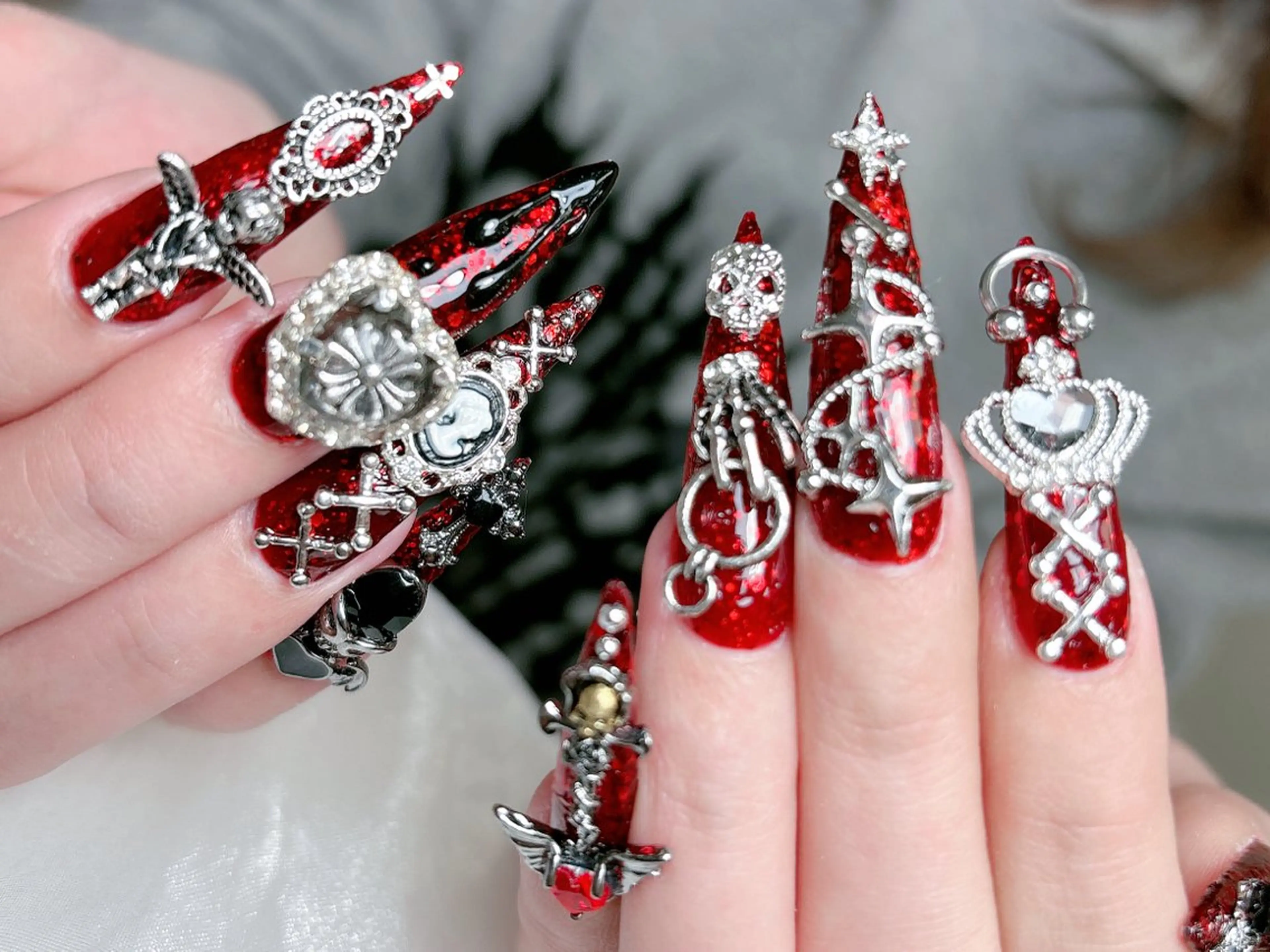 ネイル 成人式 ジェルネイル ロングネイル マグネットネイル ミディアムネイル ハンドネイル MoMoA Nail ネイル長さ出し専門店のネイルデザイン