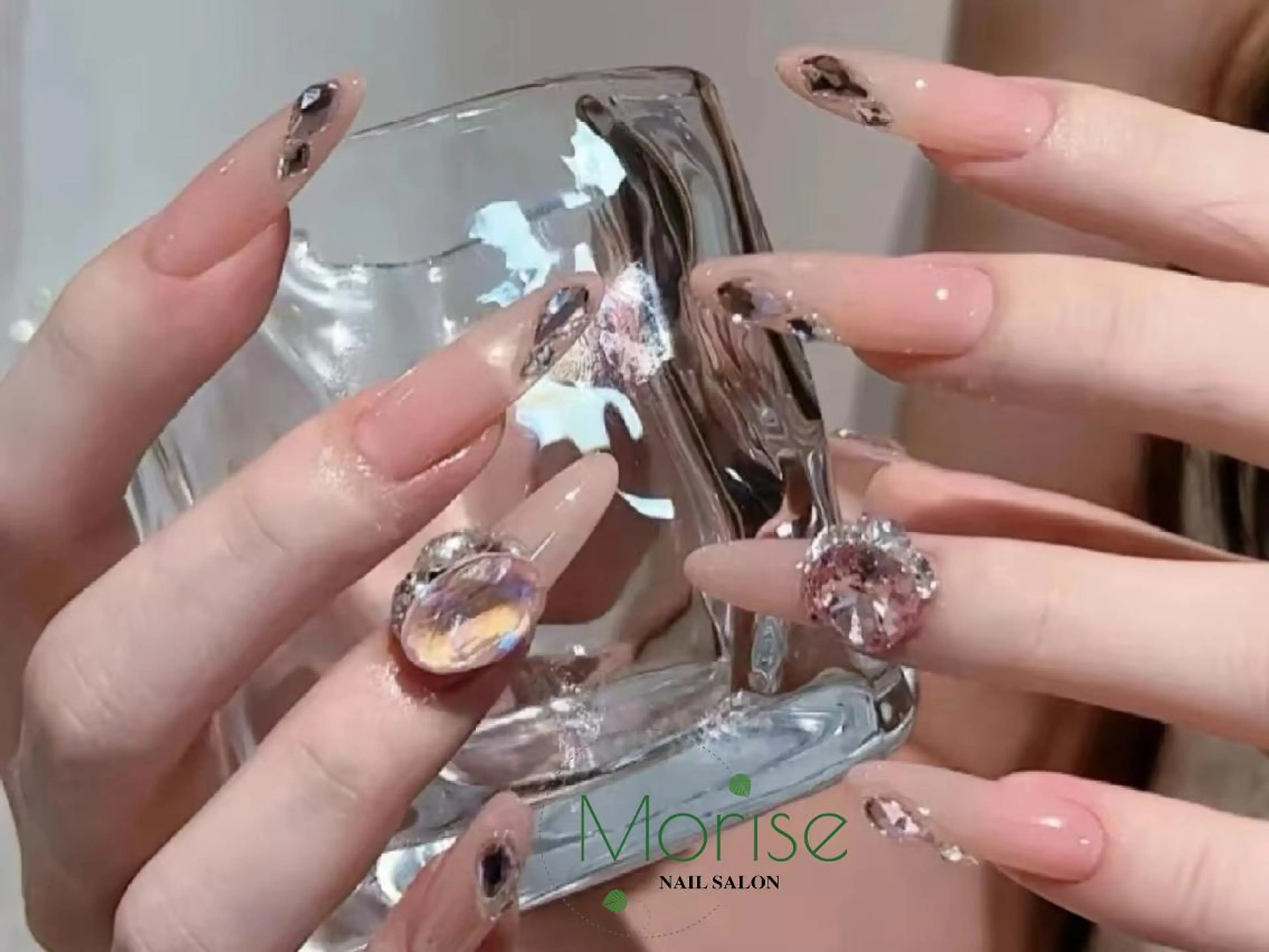 ネイル 長さ出し フレンチネイル ジェルネイル ガラスフレンチ 韓国ネイル MoriseNail Jr研修💜イシダのネイルデザイン