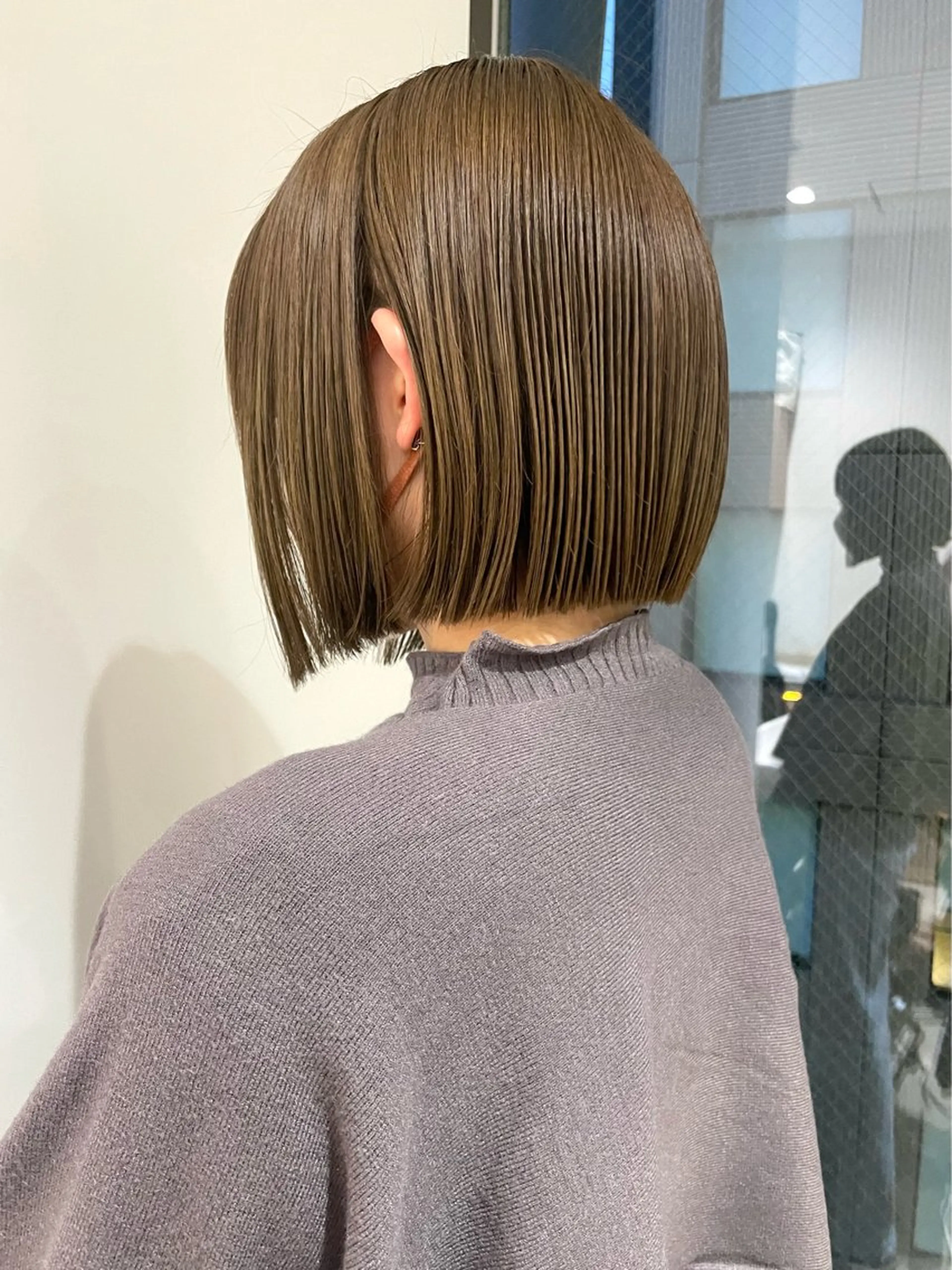 ミディアム カラー ワンレンボブ ボブ 石川玲菜/ 髪質改善ボブ/メンズのヘアスタイル