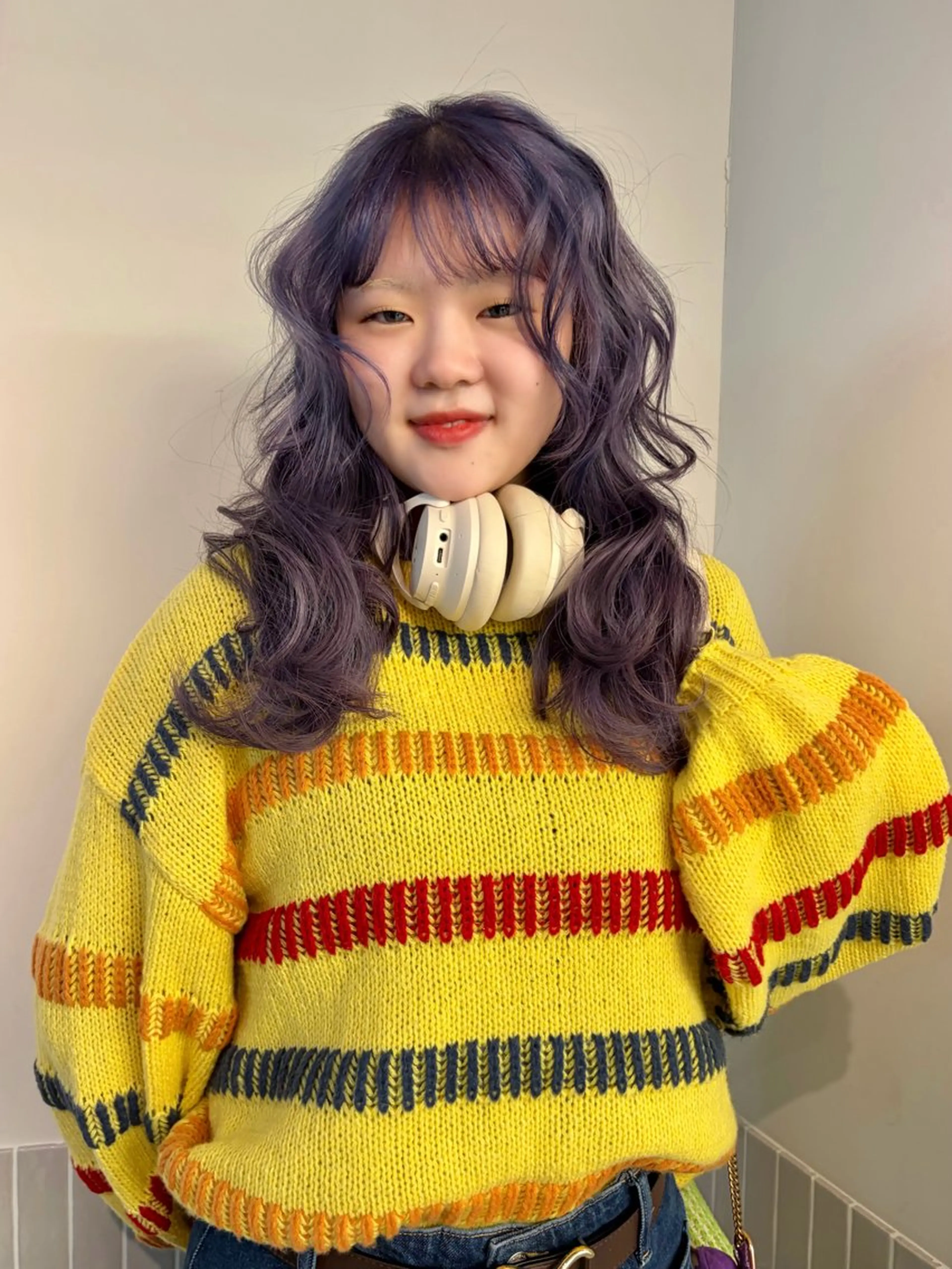 ロング カラー ブルーカラー ブルーラベンダー ダブルカラー ラベンダーカラー coco/原宿 ボブカットのヘアスタイル