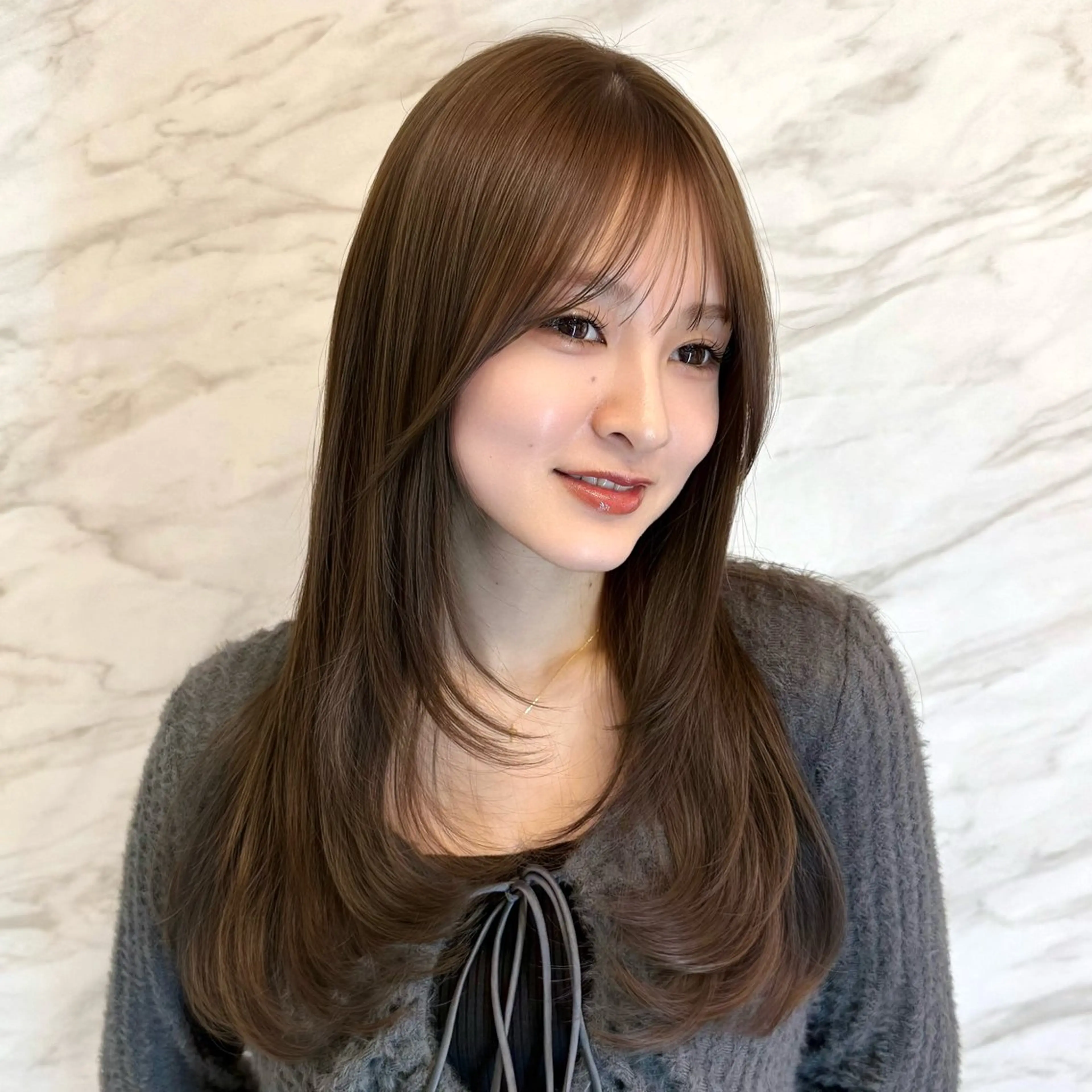 【結んで可愛い顔周りはこれ🎀】前髪・顔周りカット+艶カラー+1step内部補修ナノスチームトリートメント🖤⟡.·の写真