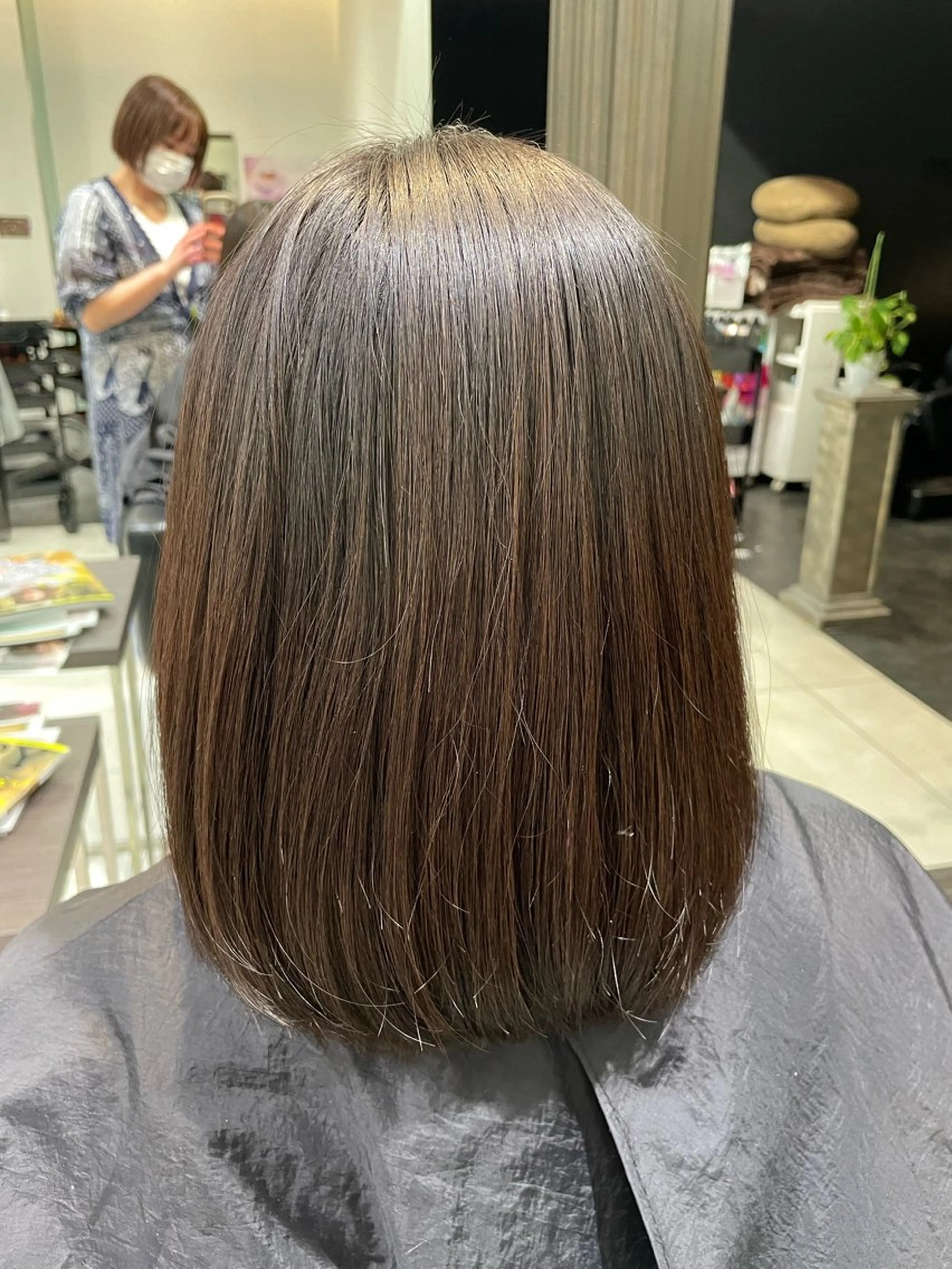 ミディアム パーマ ミディアムパーマ ストレートパーマ メンズモデル板橋 島田依杏のヘアスタイル