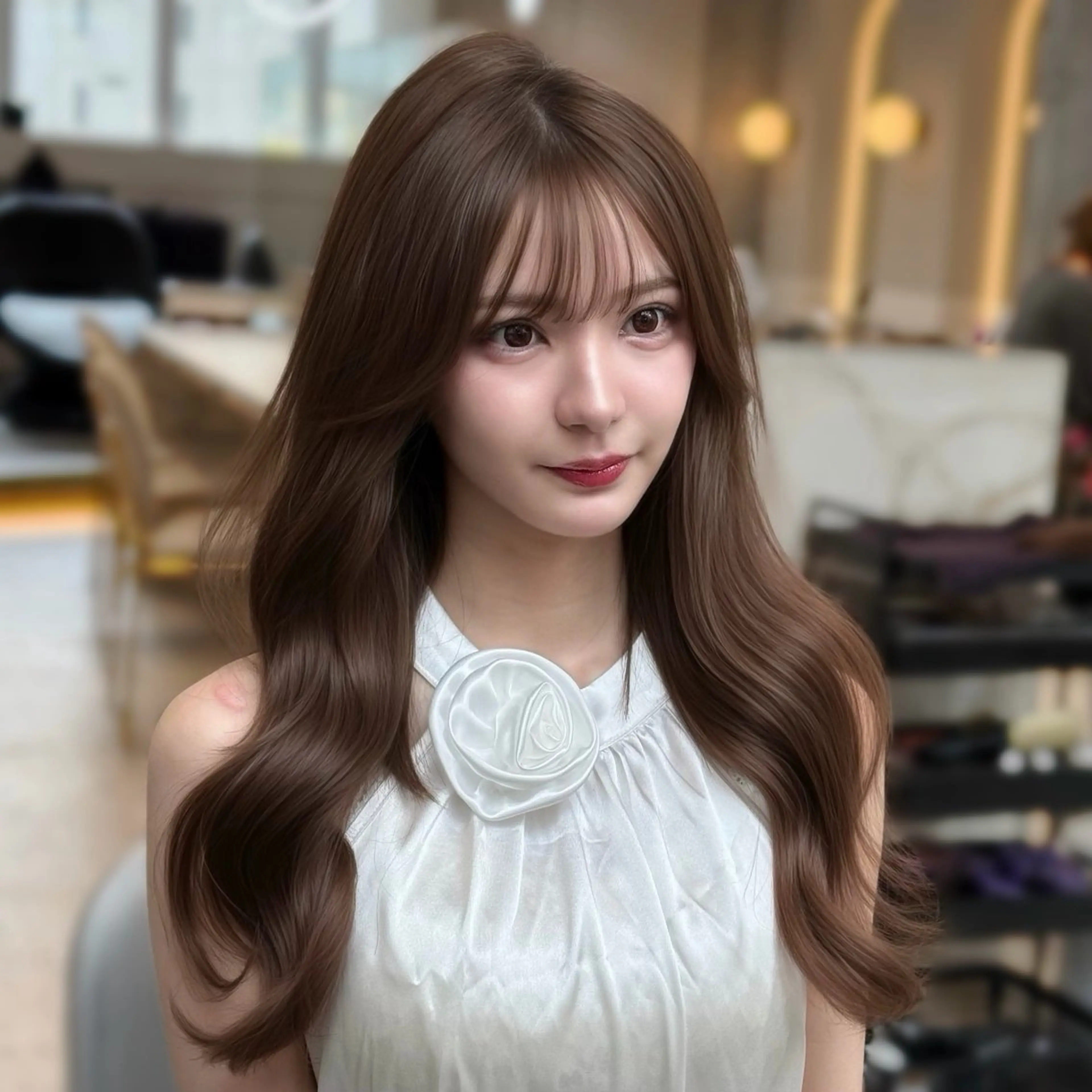 セミロング カラー 顔周りカット 韓国風ヘア レイヤーカット カット トリートメント 新宿/韓国風レイヤー 髪質改善/渋谷直樹のヘアスタイル