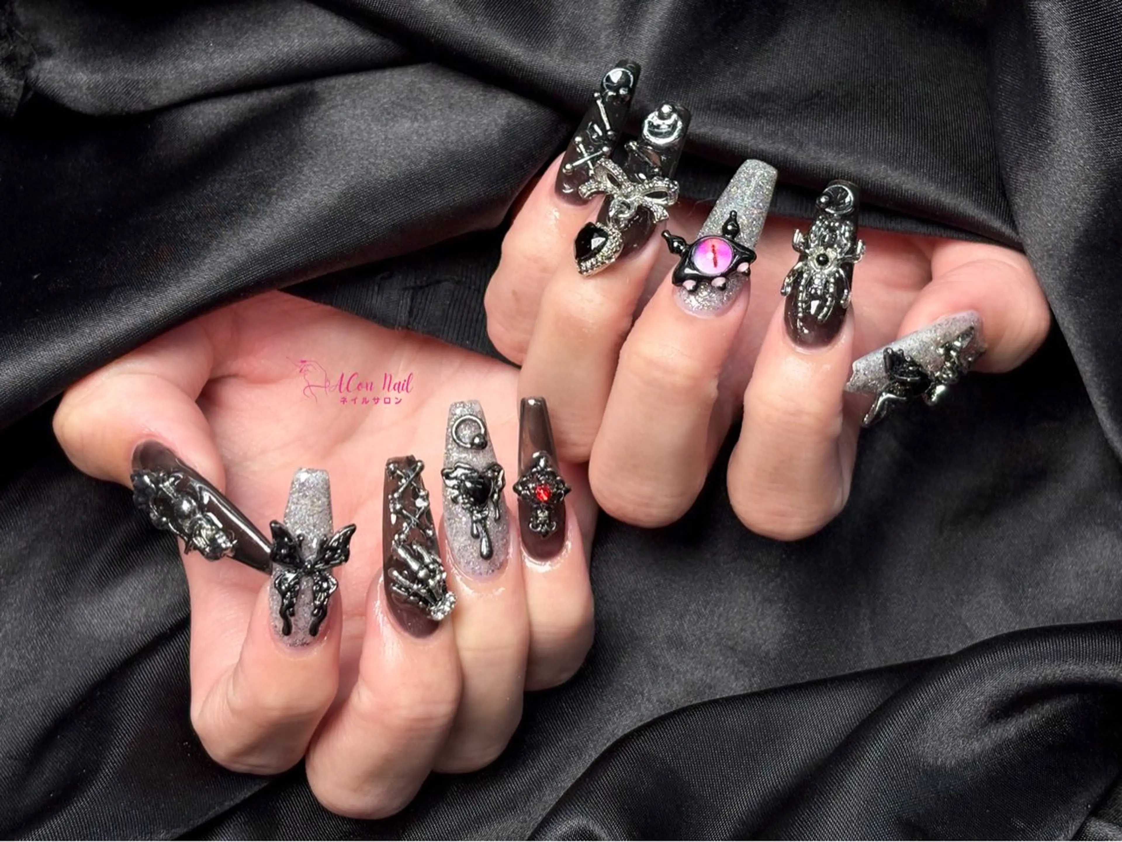 ネイル 桜ネイル 長さ出し フラワーネイル フレンチネイル ジェルネイル ハンドネイル ACon NailSalonのネイルデザイン