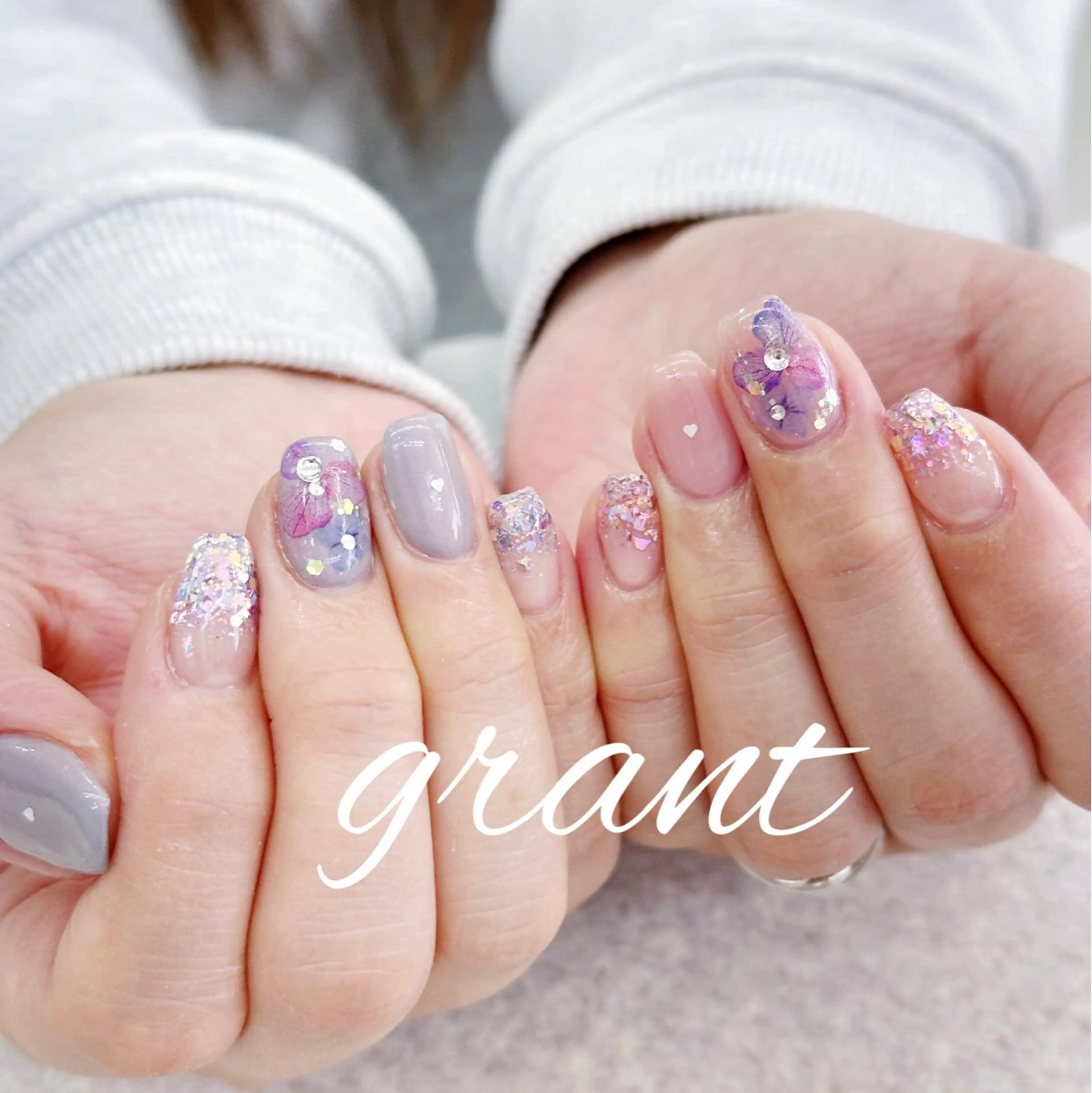 ネイル フラワーネイル 春ネイル ハンドネイル nailsalon grantのネイルデザイン