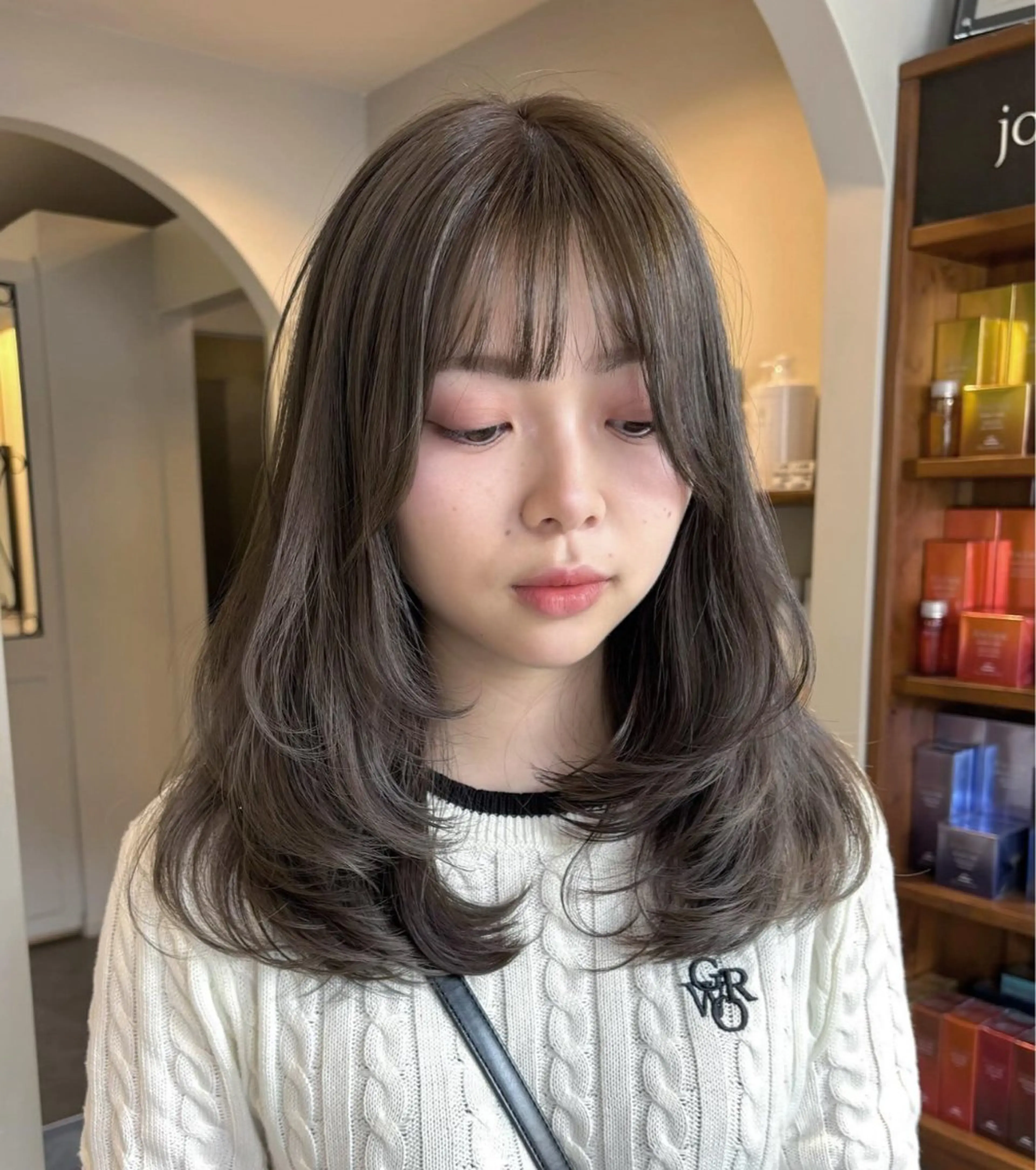 セミロング ヘアカラー ミルクティー/ SACHIKAのヘアスタイル