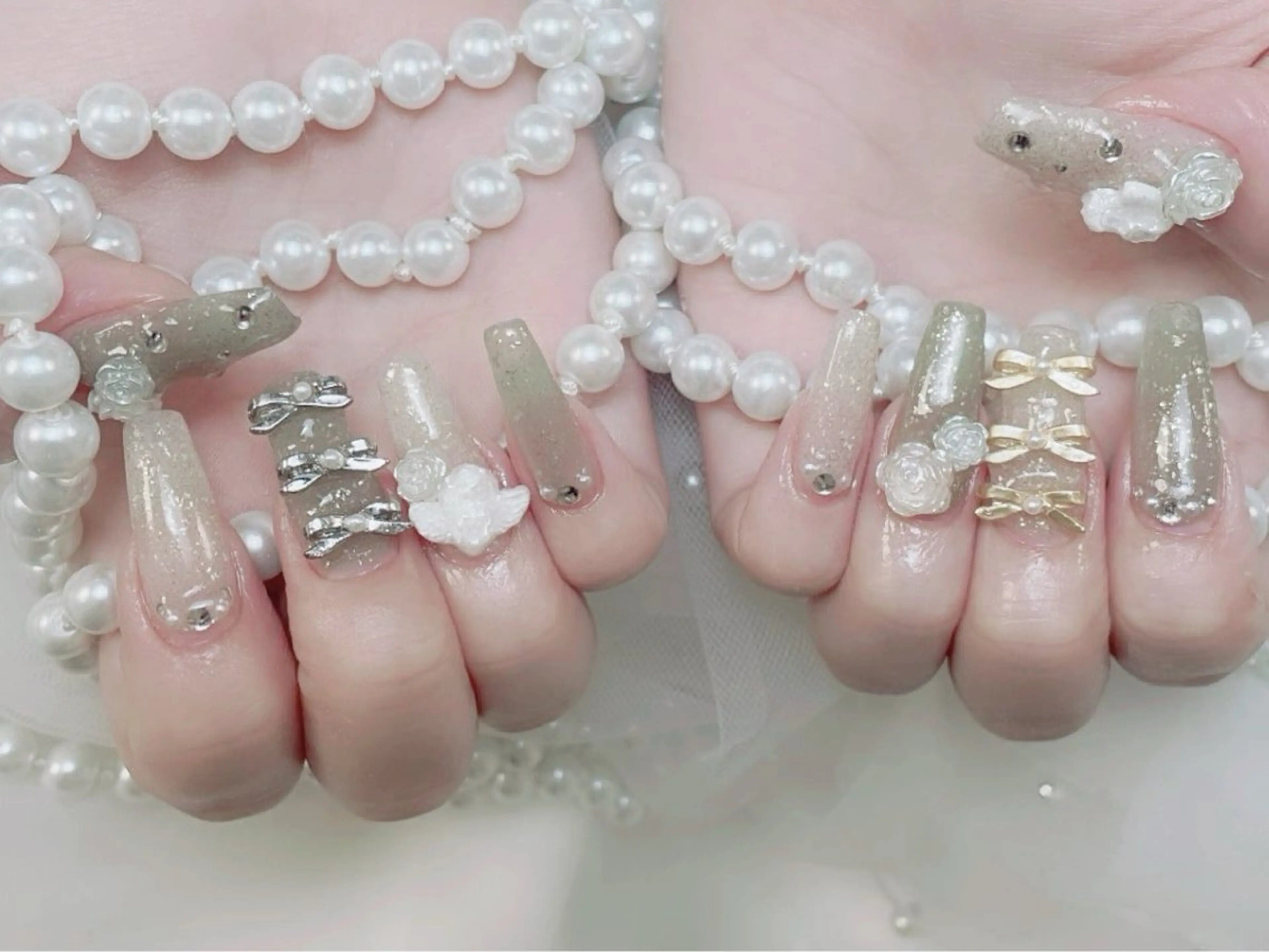 ネイル フレンチネイル ジェルネイル ハート 韓国ネイル マグネットネイル ハンドネイル ネイルサロン lotusのネイルデザイン