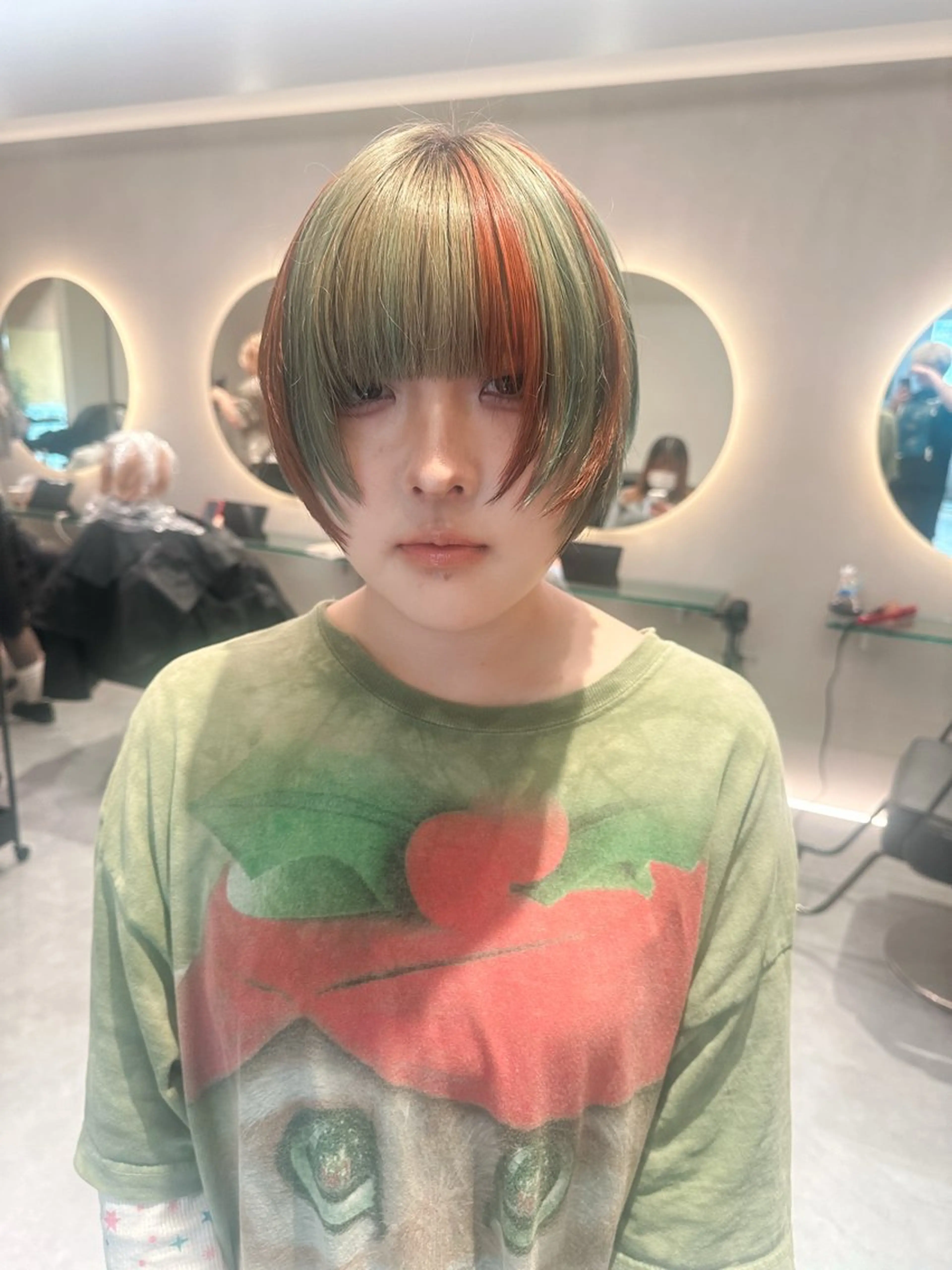 ショート カラー ショートボブ ブリーチ ブラウンカラー ケアブリーチ オレンジ ヘアカラー トリートメント レイヤー/ウルフ/ ハッシュカット/ダイのヘアスタイル