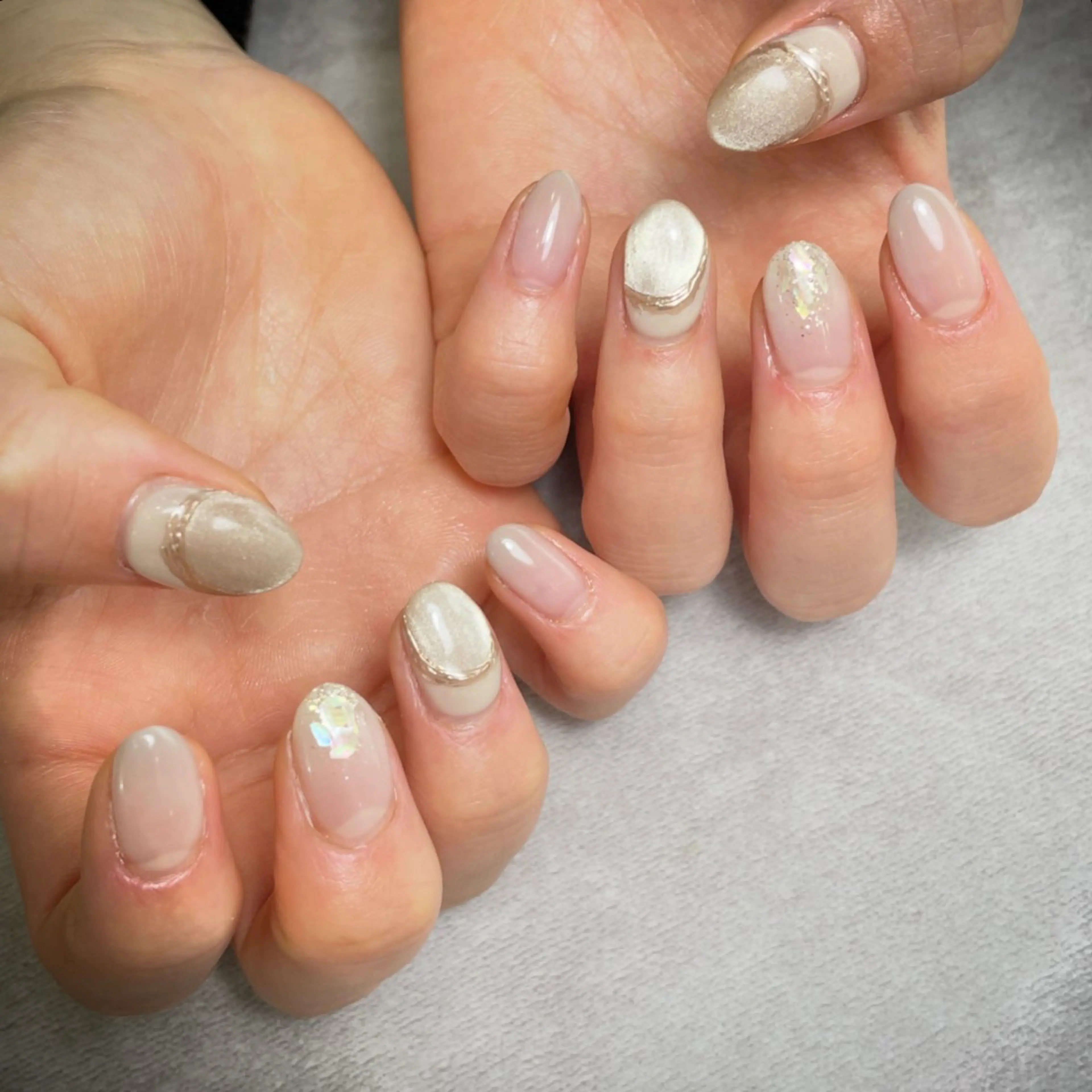 ネイル ゴールド ミラーネイル オフィスネイル ピンク K Harukaのネイルデザイン