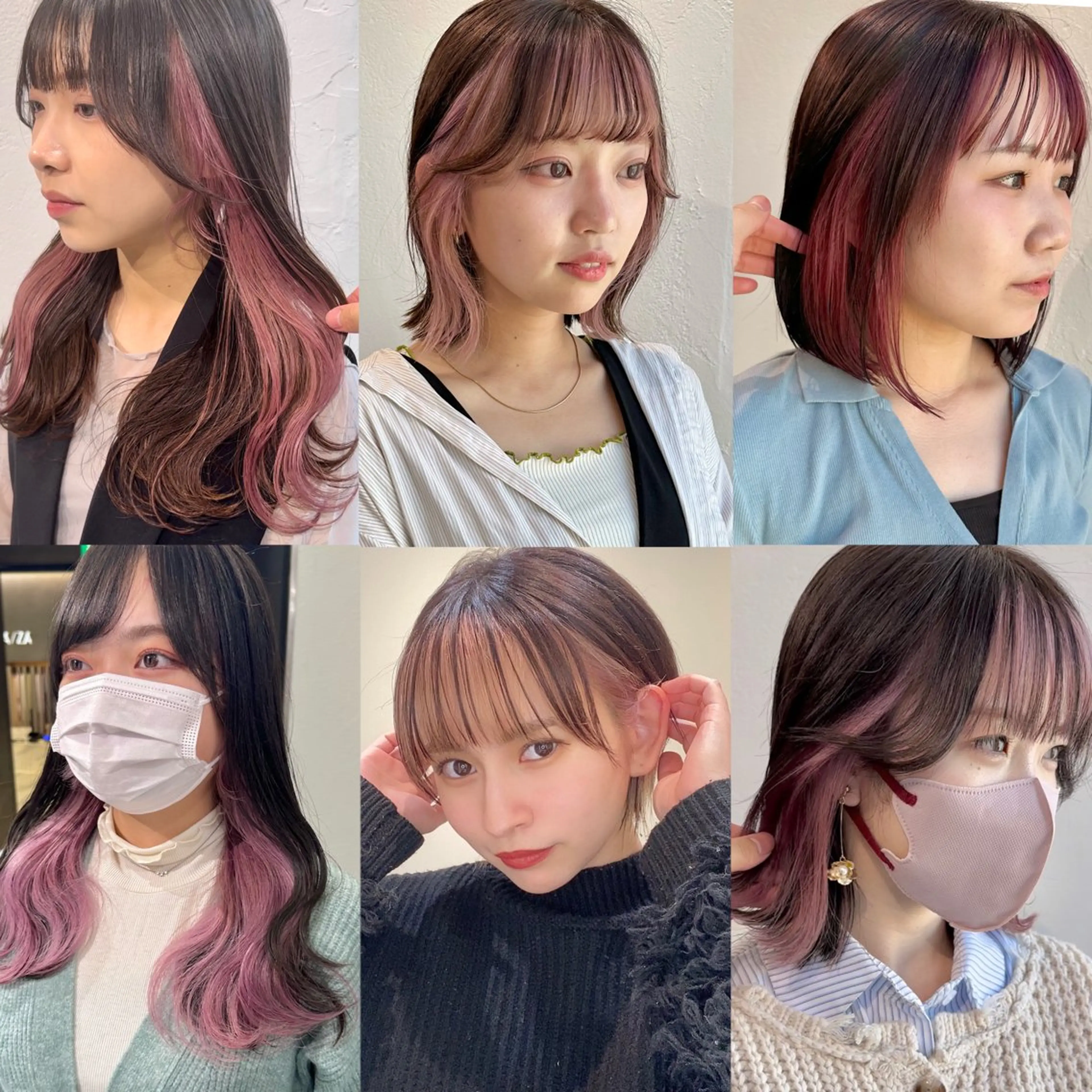 ミディアム カラー デザインカラー インナーカラー ピンクカラー カット ヘアカラー トリートメント インナーカラー/レイ ヤーカット♡/マキシのヘアスタイル