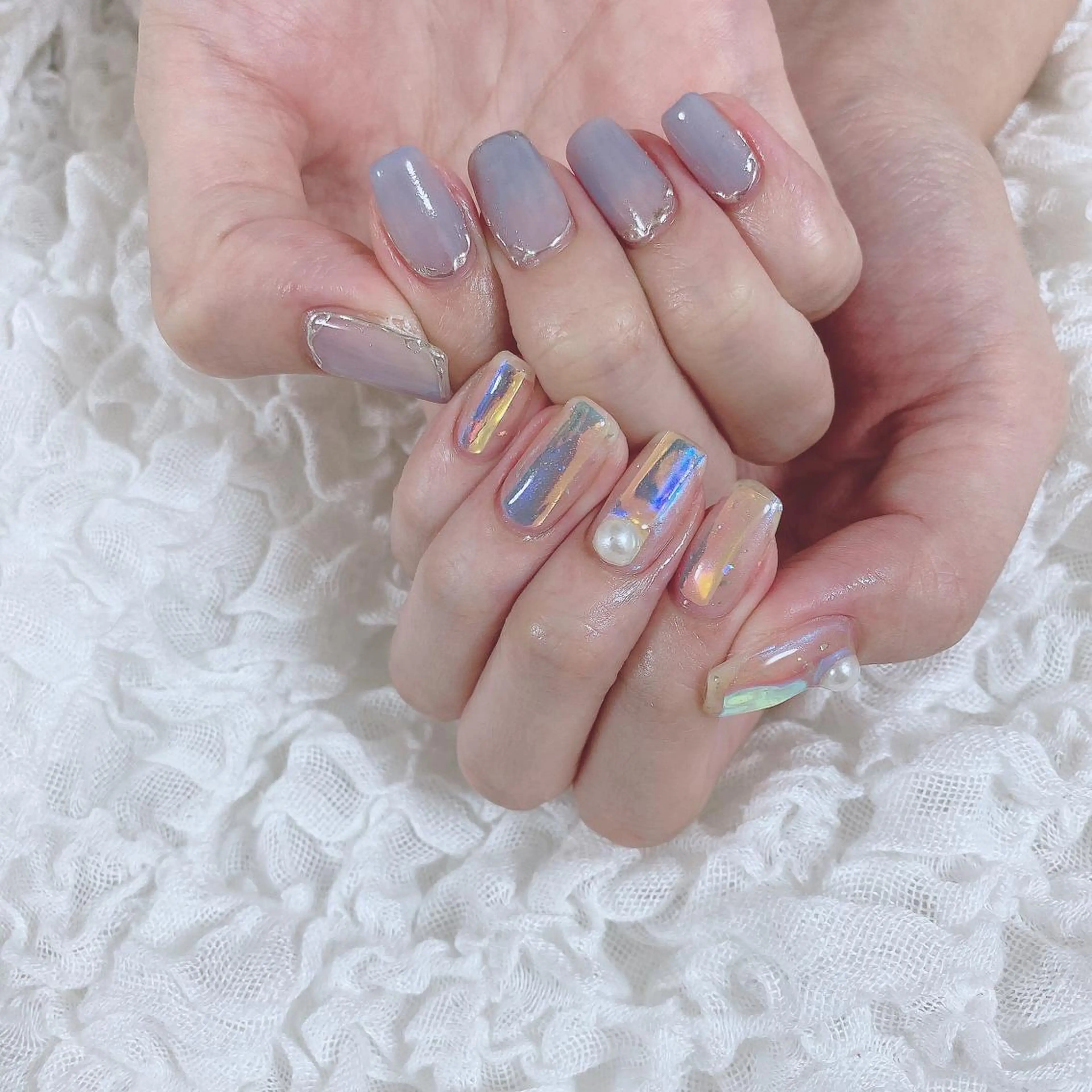 ネイル 氷ネイル・うるうるネイル ミラーネイル SOL NAILのネイルデザイン