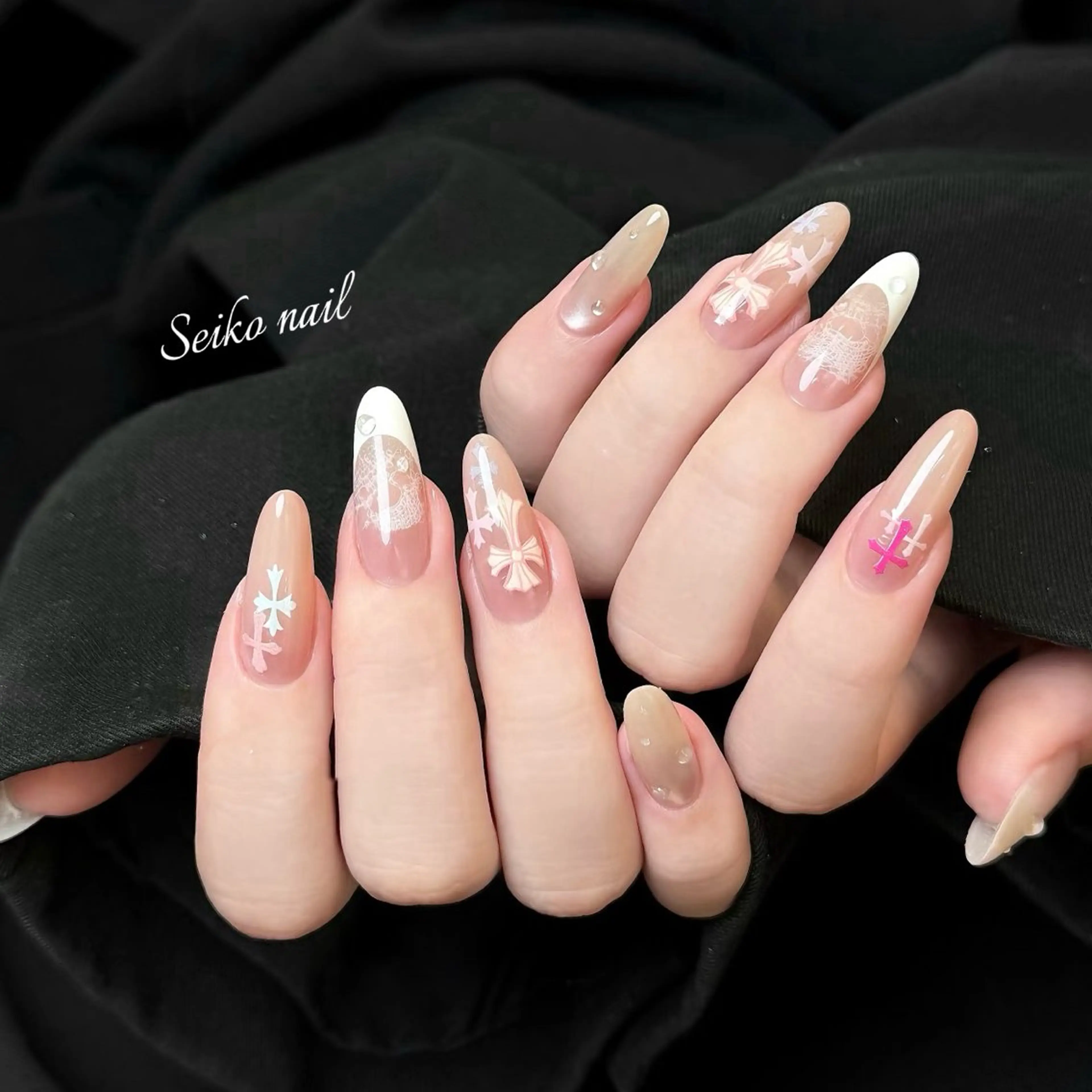ネイル フレンチネイル ハート 韓国ネイル オフィスネイル シンプルネイル ハンドネイル seiko nail Nanami（渋谷）のネイルデザイン