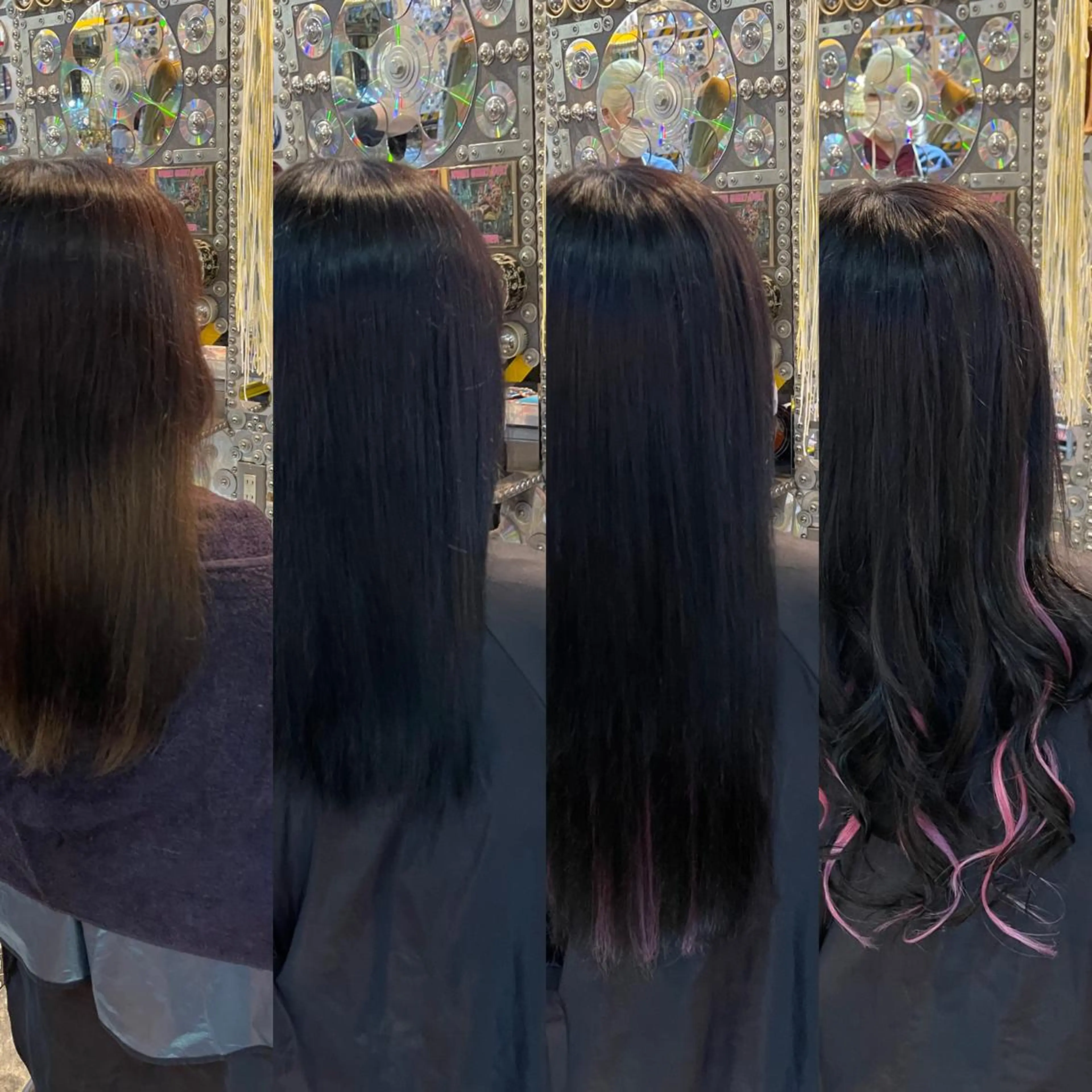 ロング カラー ヘアアレンジ 編み込みエクステ ピンクカラー エクステ ロング 🌈派手髪エクステ ブレイズ🌈ひろとのヘアスタイル