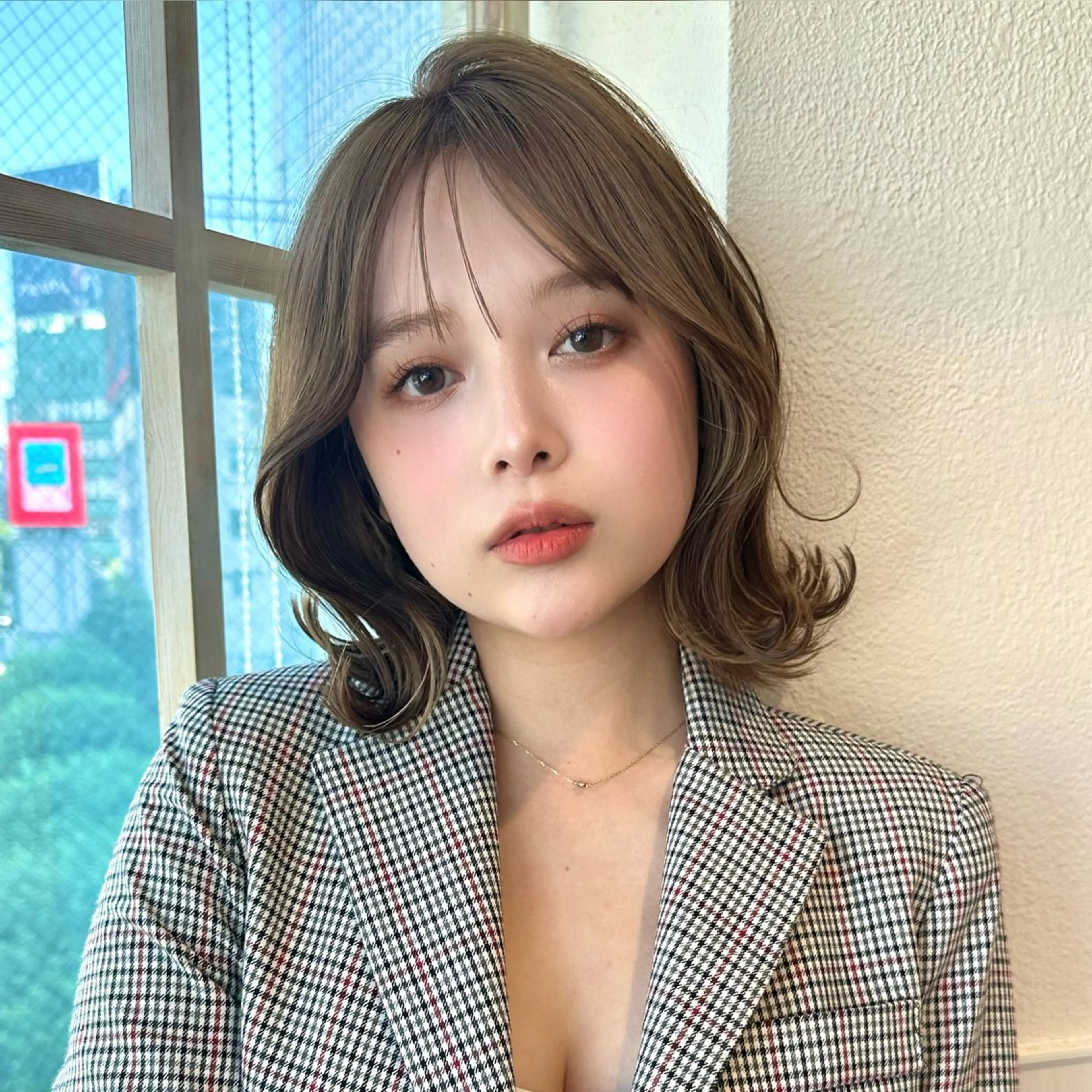 ミディアム ボブ 小顔カット カット ヘアカラー トリートメント 市原 大翼のヘアスタイル