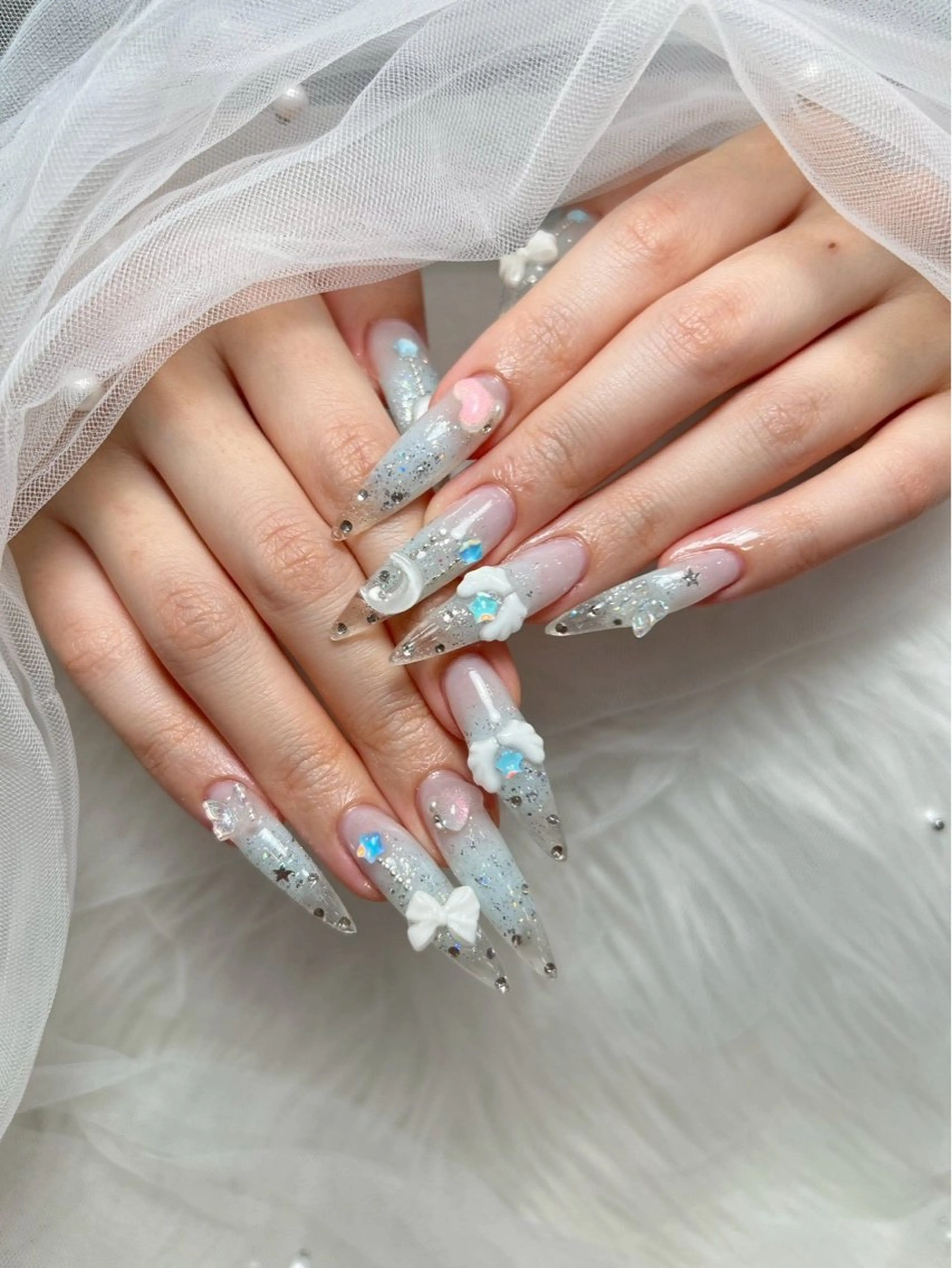 ネイル アートネイル オーロラネイル チークネイル 長さ出し フットネイル ハンドネイル フットネイル ハンドケア Noiranail_ studio川越西口のネイルデザイン