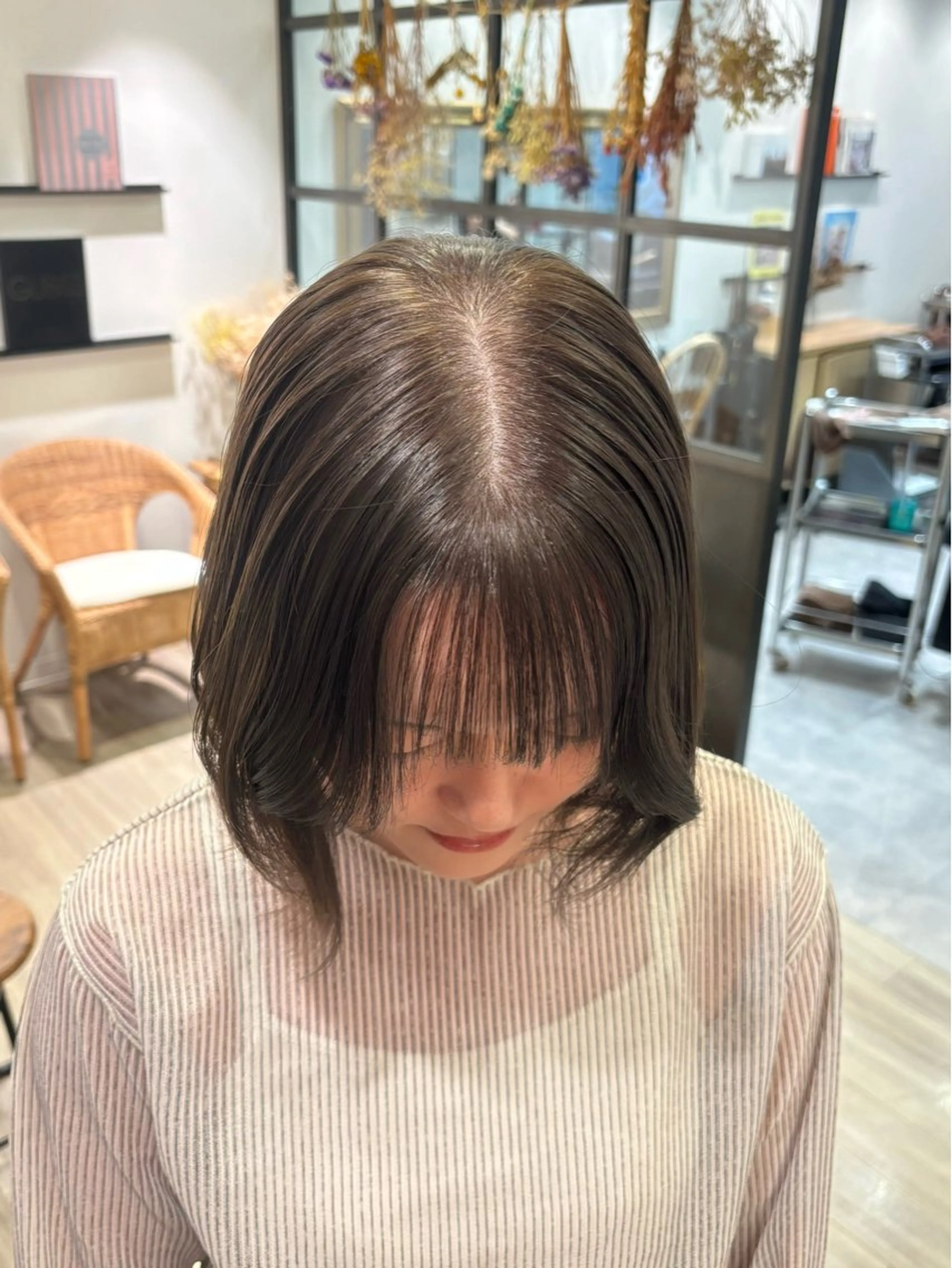 ミディアム 髪質改善 カット ヘアカラー トリートメント モテ髪‎🫧赤み消し カラー表参道きょうこのヘアスタイル