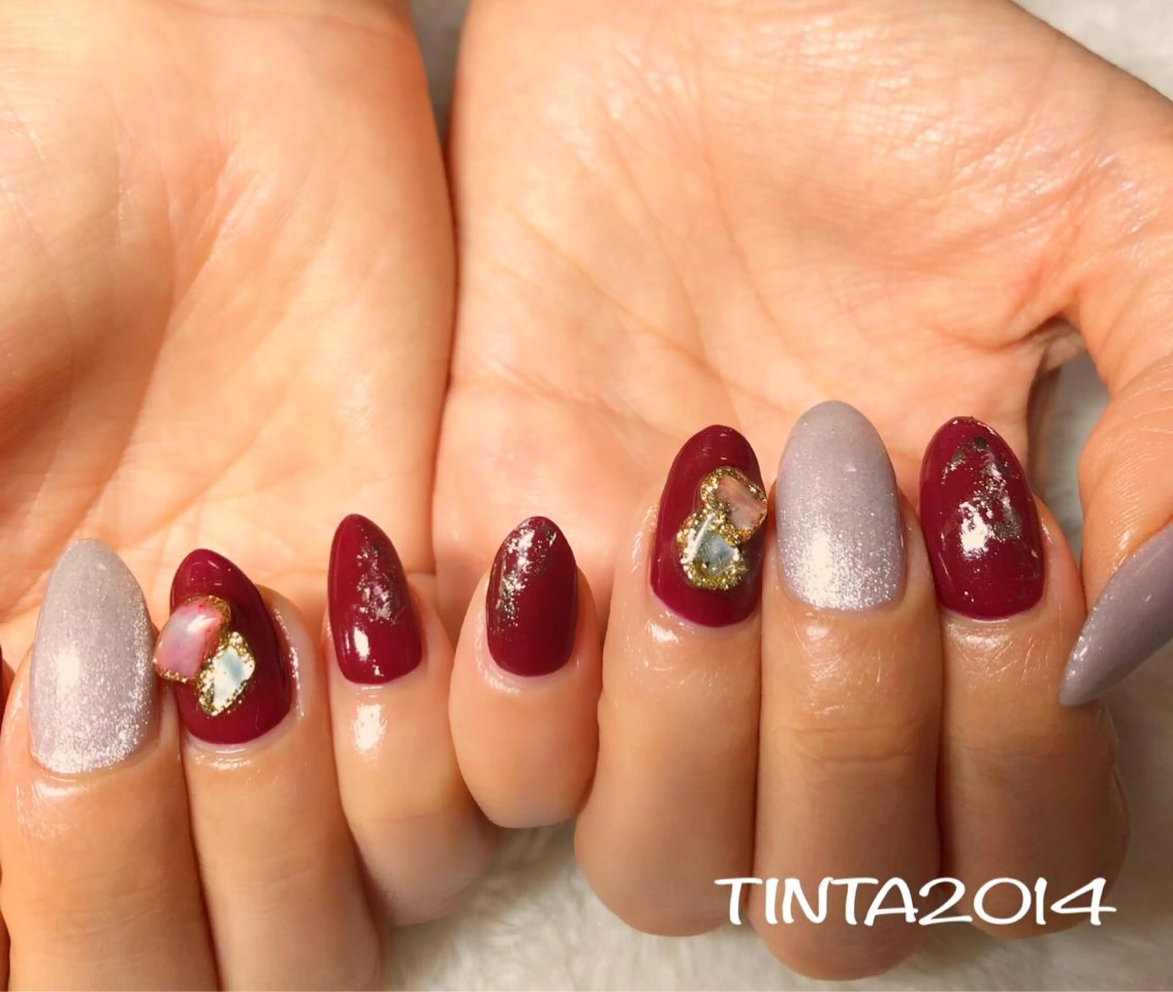 ネイル ボルドー マグネットネイル 馬場 典子のネイルデザイン