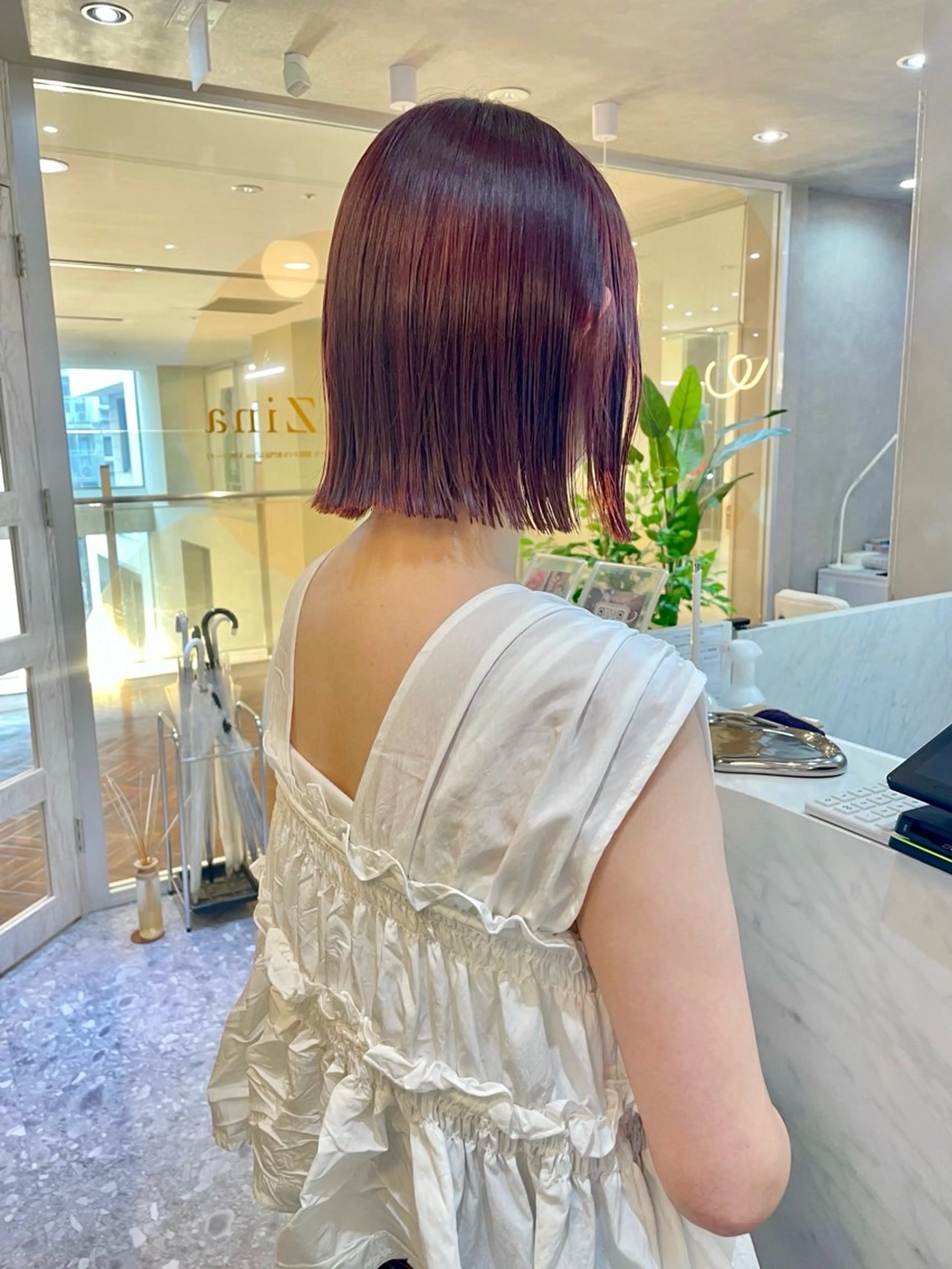 ショート カラー ブリーチ ダブルカラー ブリーチなしカラー ピンクカラー ヘアカラー トリートメント ボブ/透明感カラー/ 赤み消し/miyaのヘアスタイル