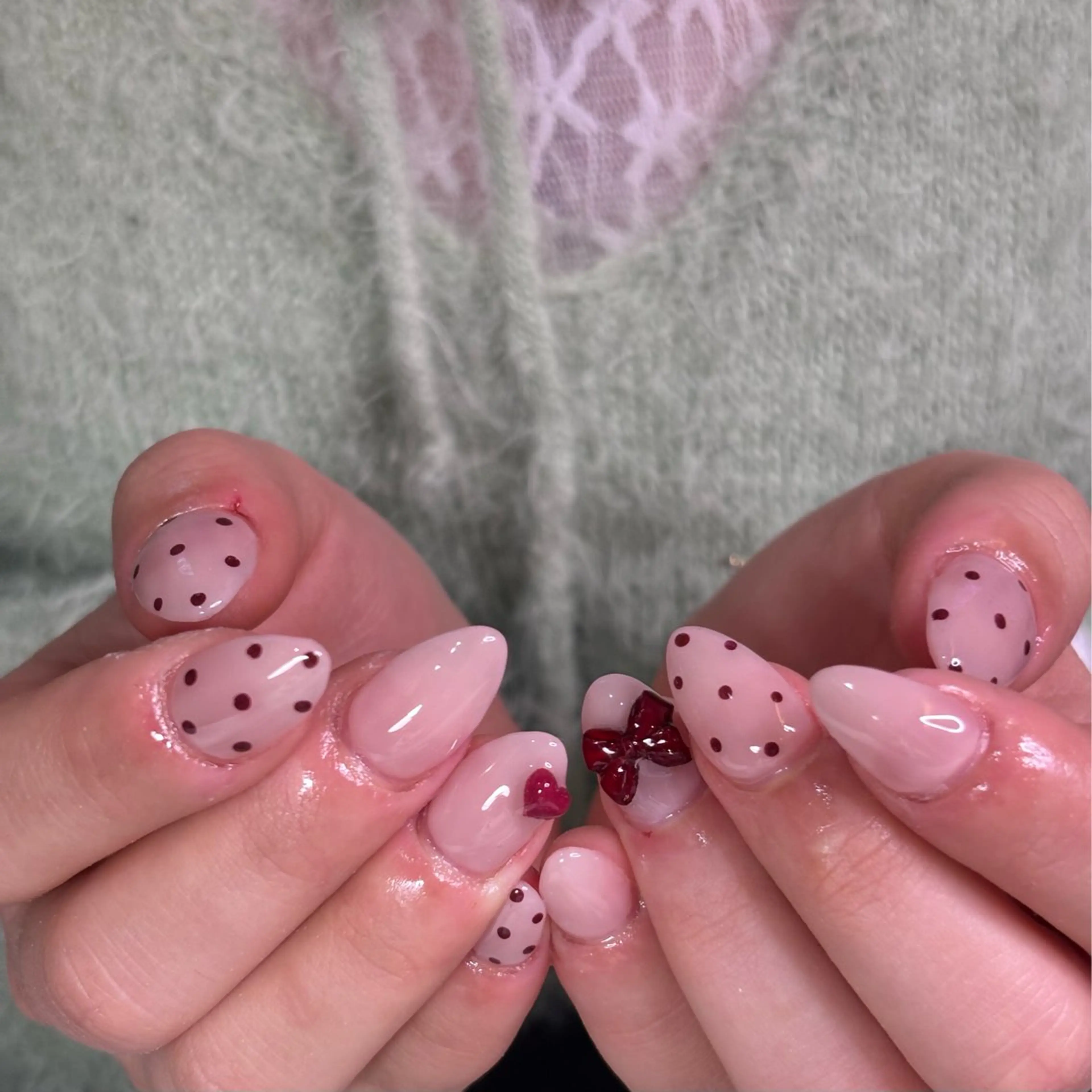 ネイル ドット ピンク ハンドネイル mood mitsukiのネイルデザイン