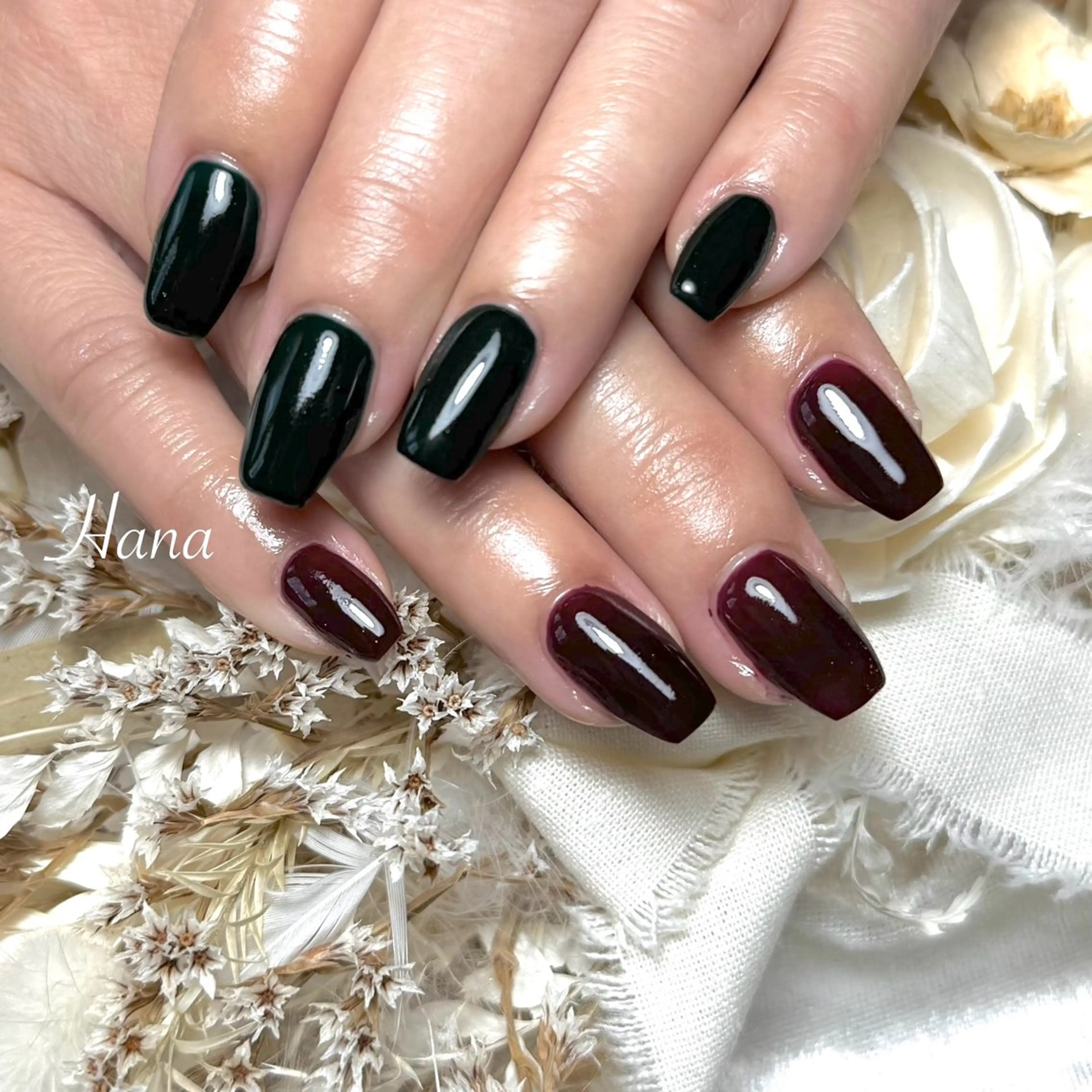 ネイル ワンカラーネイル 冬ネイル クリスマス ハンドネイル Hana_ Rieのネイルデザイン