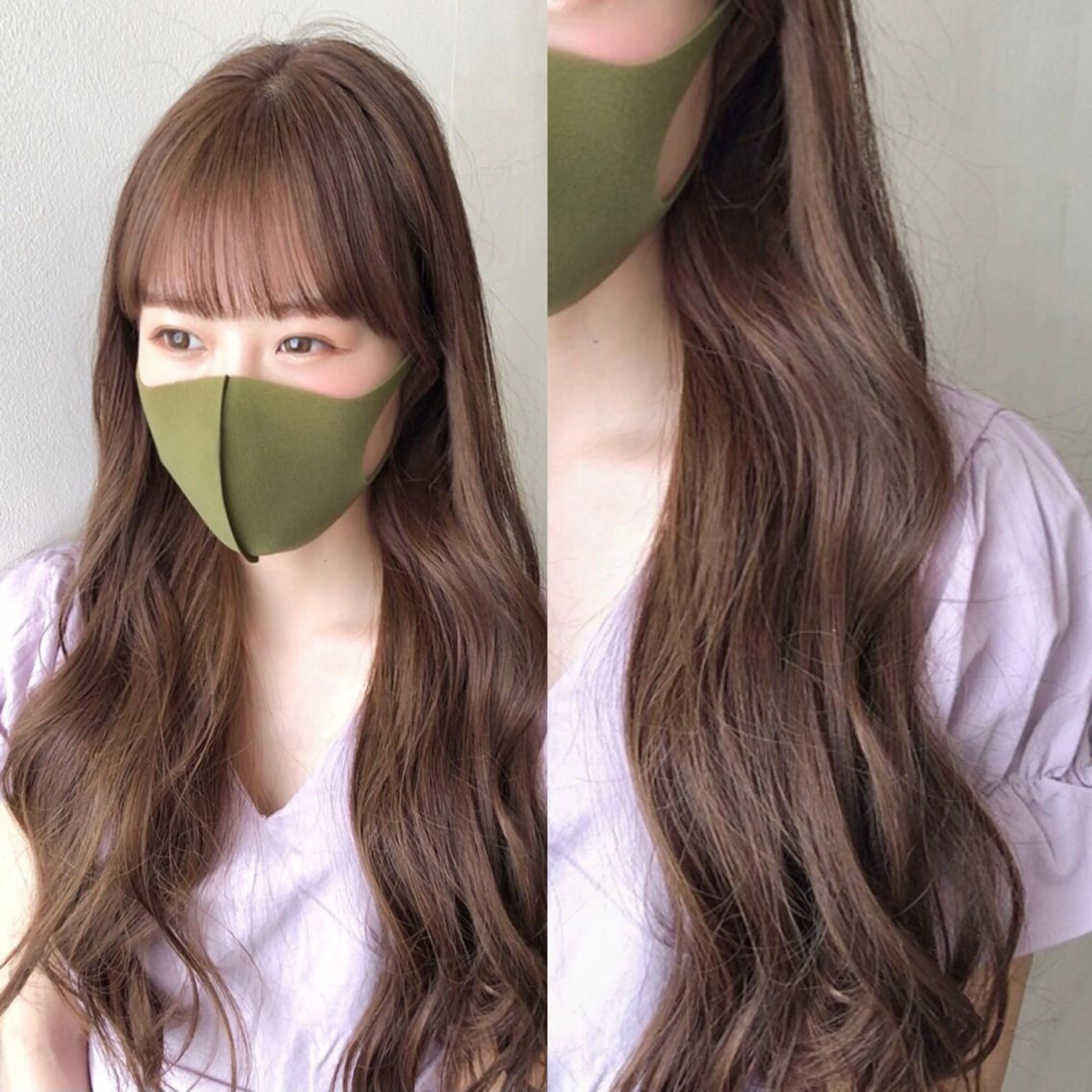 ロング ヘアカラー トリートメント ヘアセット ✨透明感ケアカラー✨ 長野ゆきなのヘアスタイル