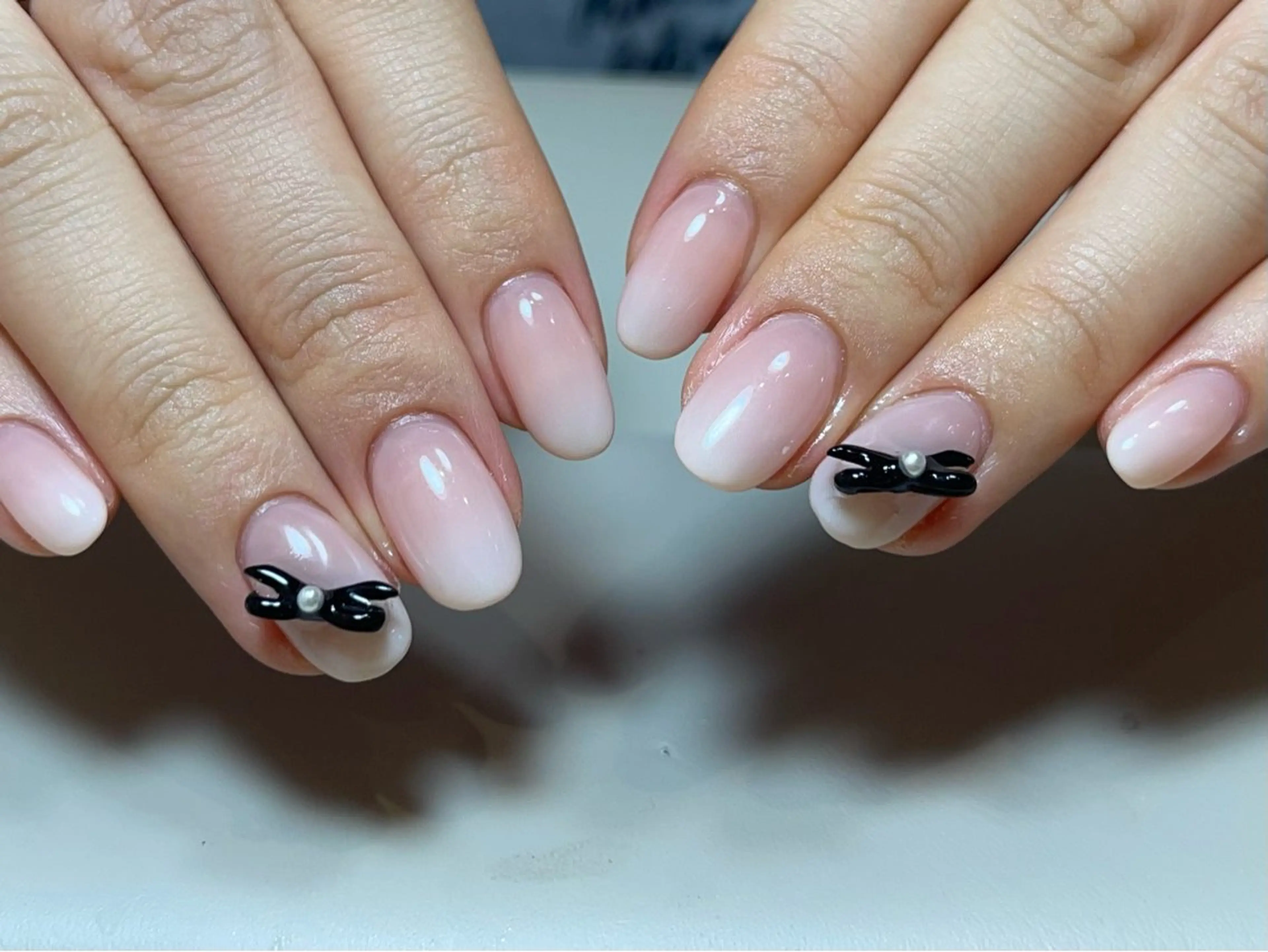 ネイル フレンチネイル ガーリー ガラスフレンチ 韓国ネイル ロングネイル ハンドネイル Venus nail チップ長さだし専門店のネイルデザイン