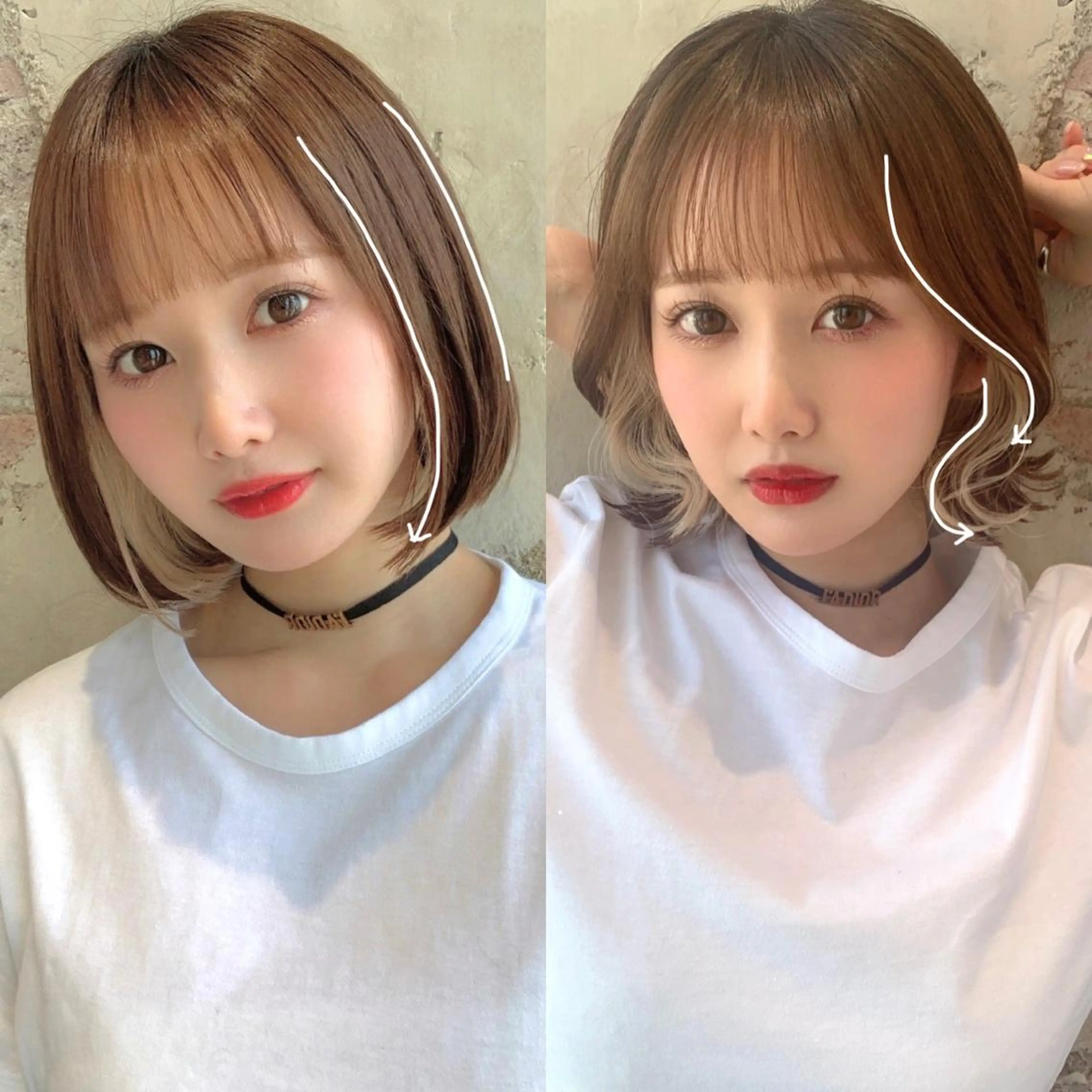 ミディアム カラー パーマ ヘアアレンジ イルミナカラー 髪質改善 外ハネヘア トリートメント ストレートパーマ 日本一の小顔カット/ ボブ/顔周り/韓国のヘアスタイル