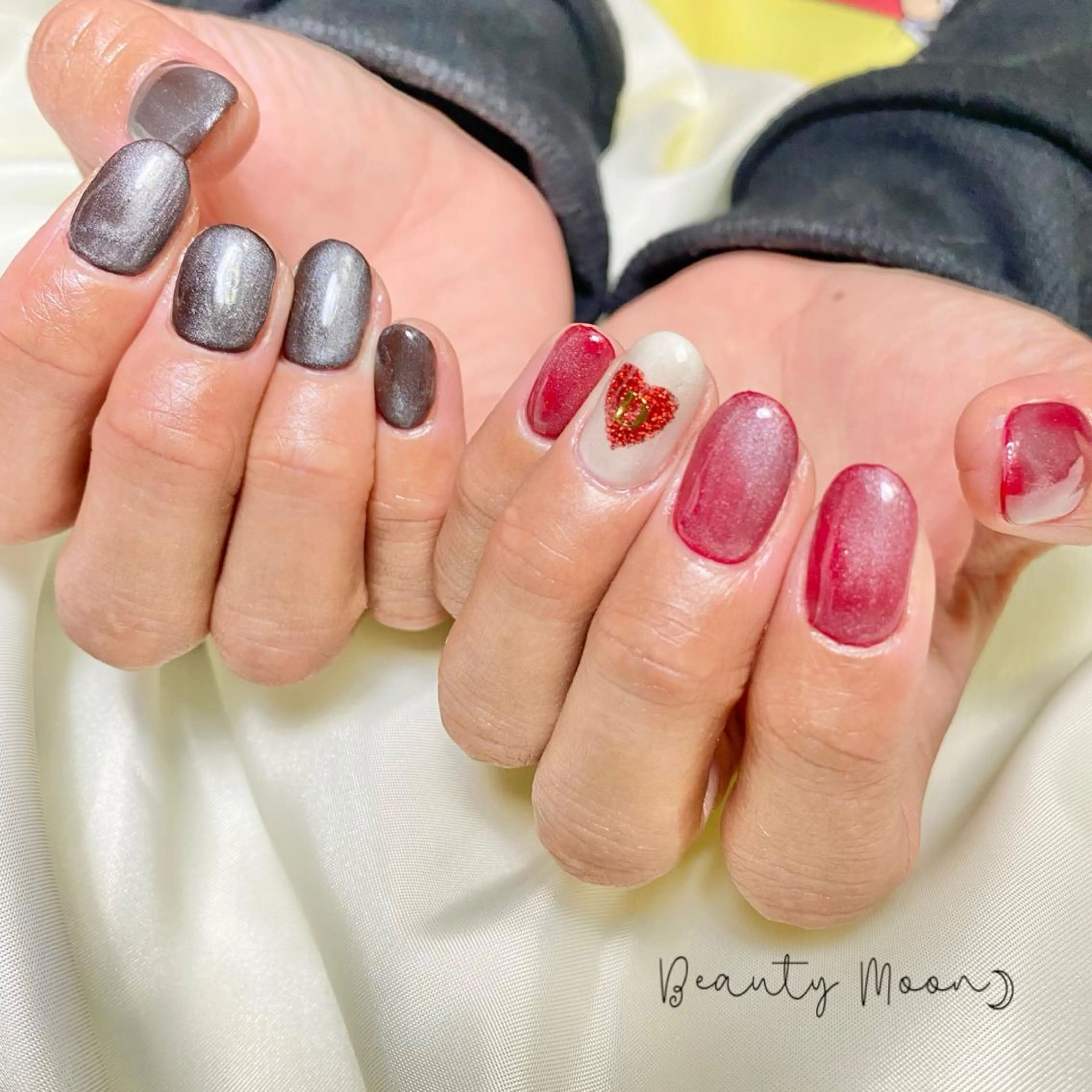 ネイル マグネットネイル バレンタイン beauty ☪︎moonのネイルデザイン