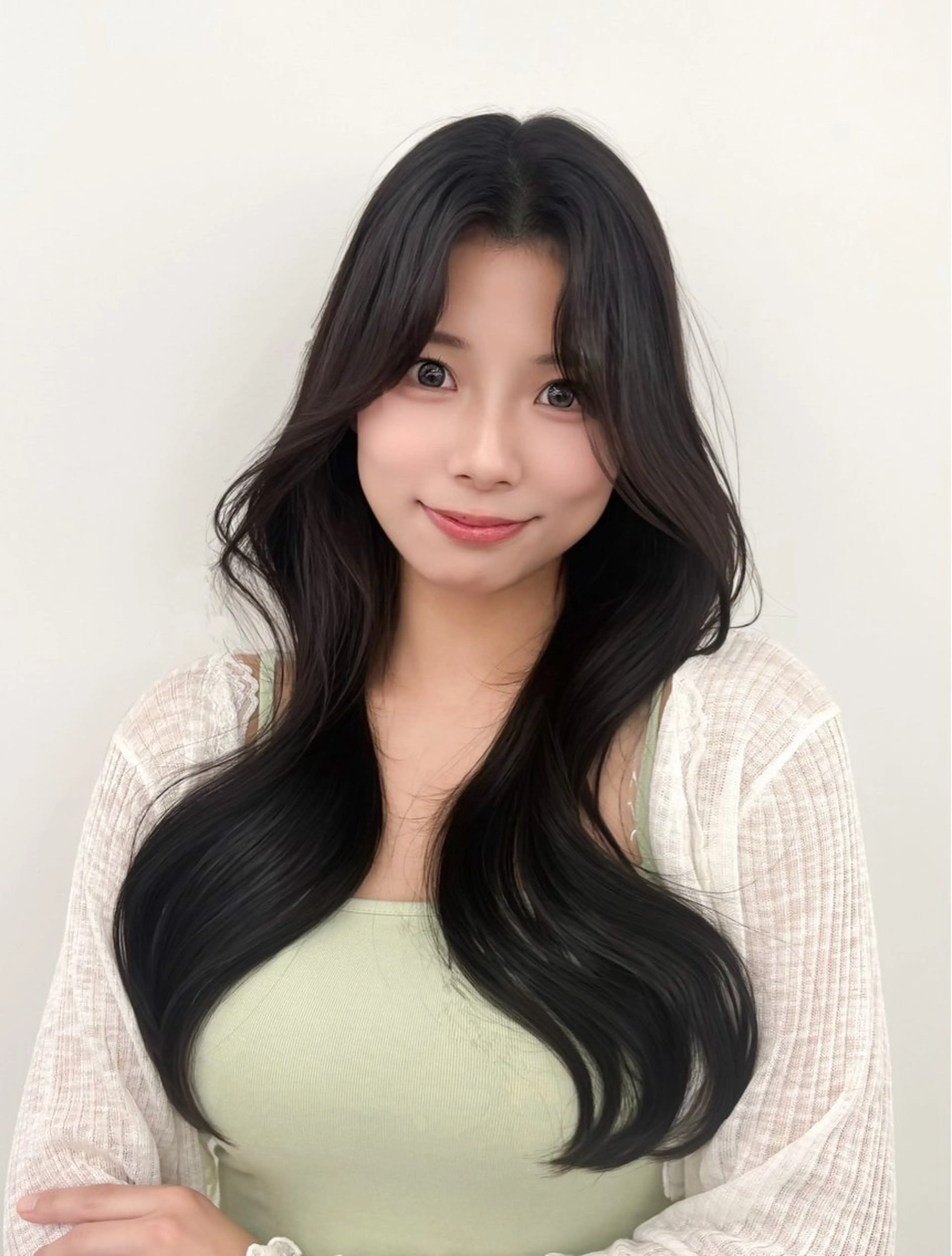 ロング カット ヘアカラー トリートメント 韓国ヘア/レイヤー/ 顔まわり足立遥奈のヘアスタイル