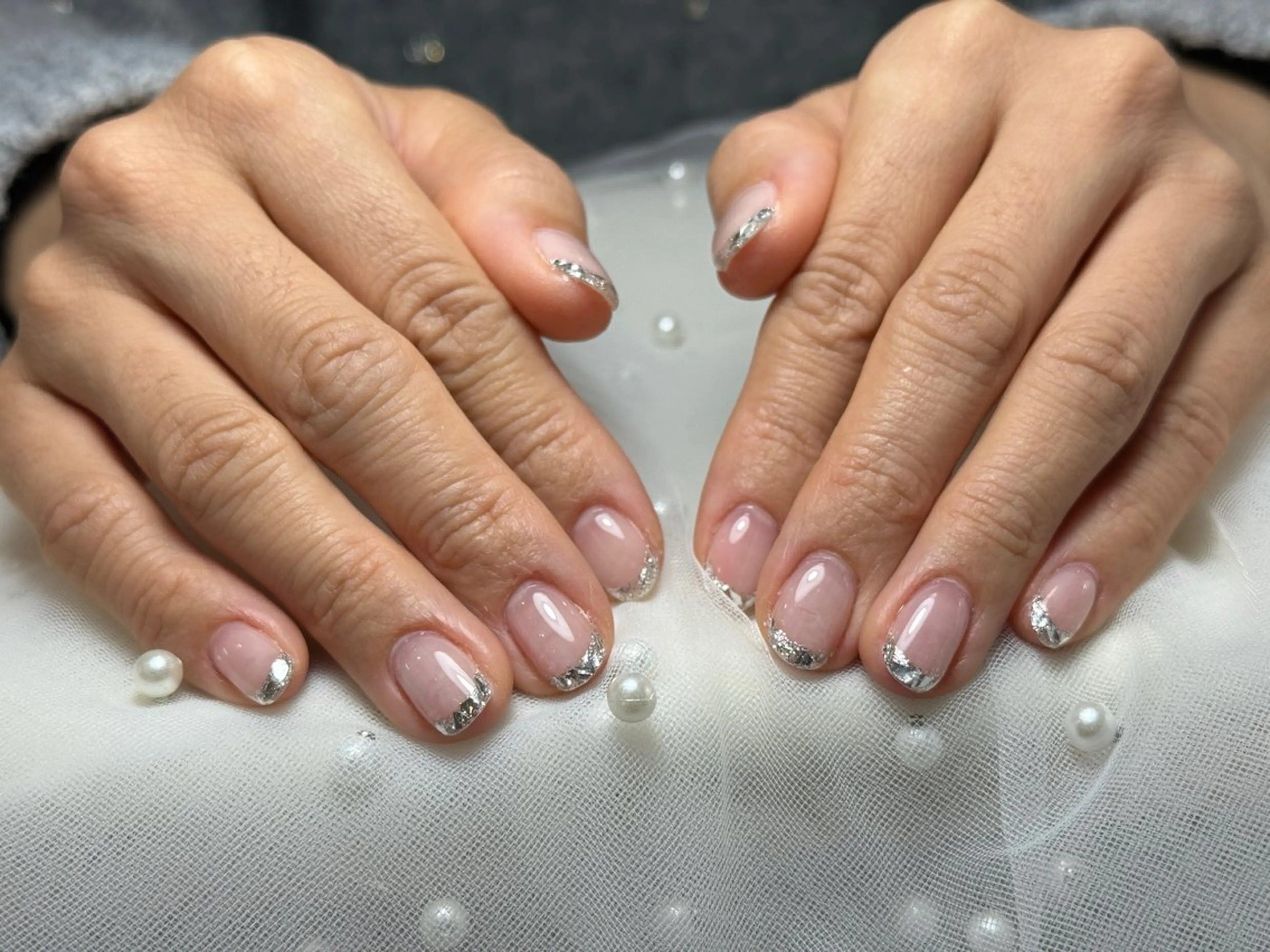 ネイル フレンチネイル ガラスフレンチ Z.Nail Yanのネイルデザイン